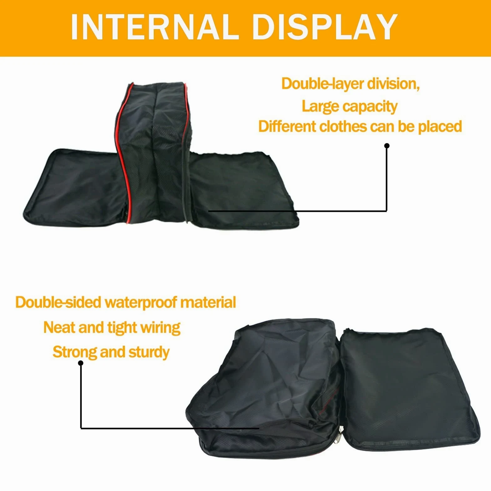 Cubos de embalaje duraderos para bolsa de compresión de viaje Equipaje doble Organizador a prueba de agua Bolsas de almacenamiento Gran capacidad con cremallera resistente para accesorios de viaje (