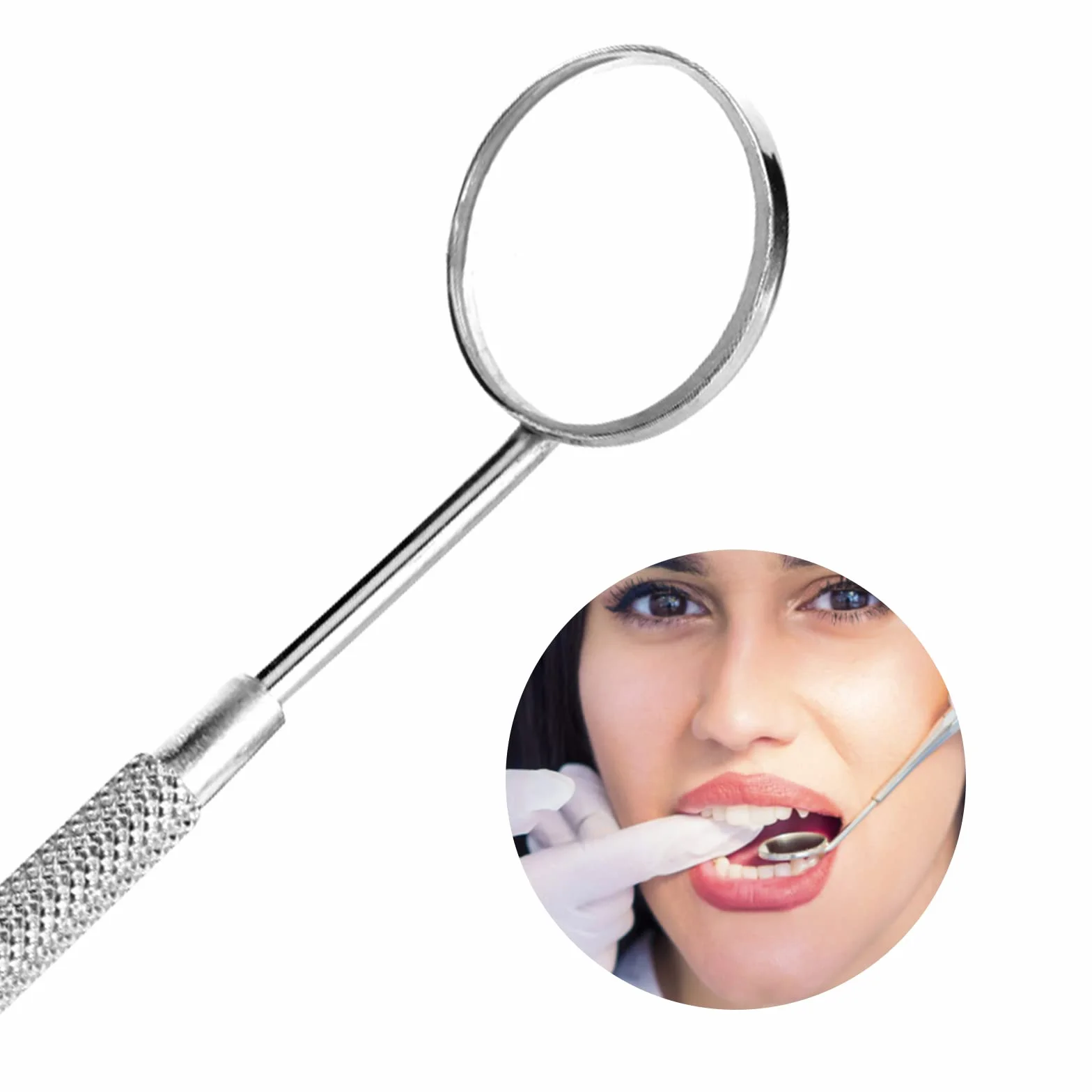 Espejo Dental de Acero Inoxidable, Espejo de Inspección para Extensiones de Pestañas, Herramientas de Dentista (2PCS)