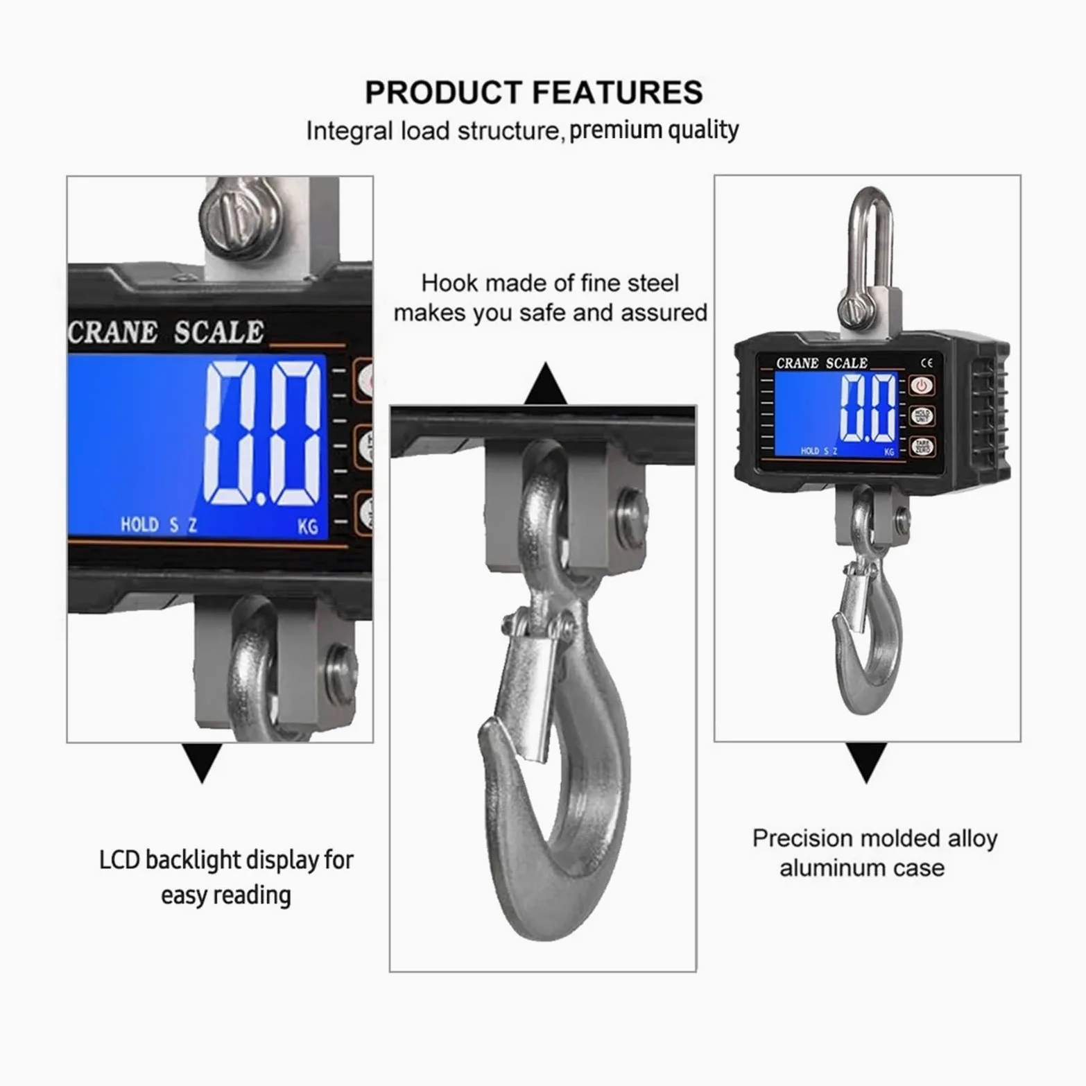 Escala colgante, 1000kg/2204lb Báscula digital colgante para grúa | Incluye cambio de unidades, pantalla digital legible y diseño portátil para almacenes, talleres y pesaje industrial.