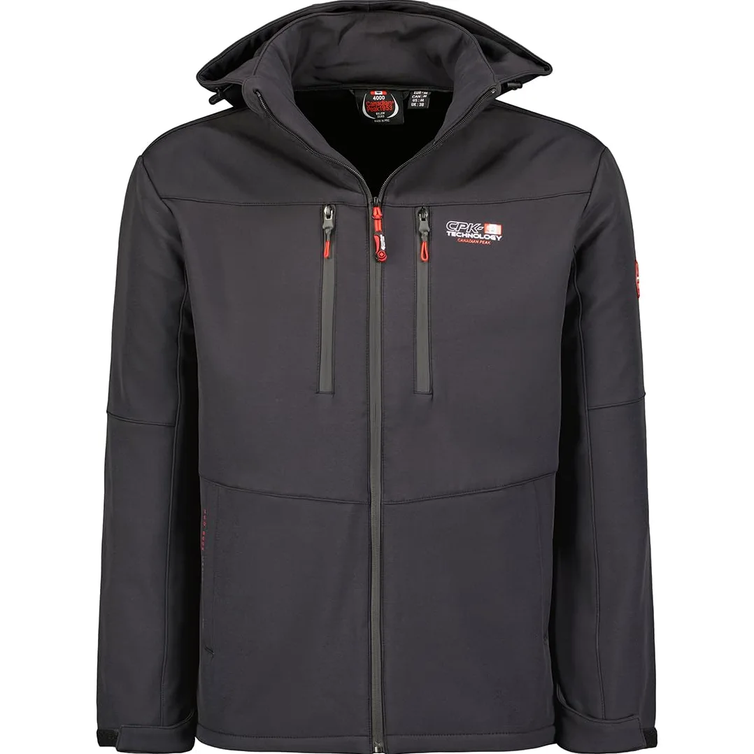 Canadian Peak Timmexeak Men - Chaqueta Softshell Hombre Impermeable Con Capucha - Abrigo Para Hombres Outdoor Cortavientos Resistente - Senderismo Esquí Otoño Invierno Primavera