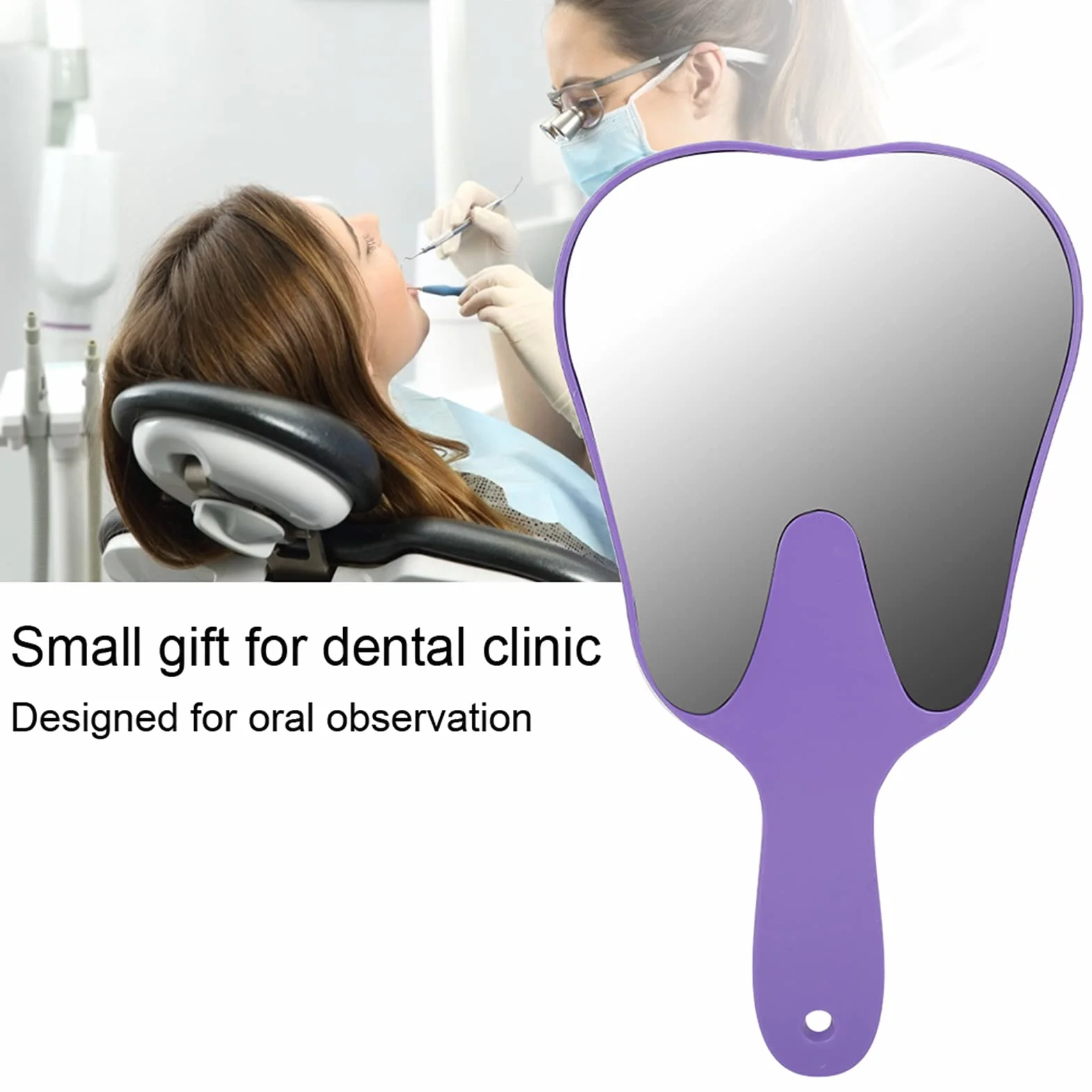 Espejo de Dientes, Espejo de Mano Dental con Mango de Plástico para Higiene Bucal (Púrpura)