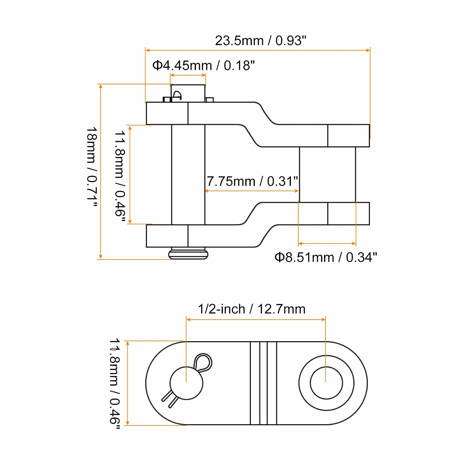Cadena Compensación Medio Enlace Rodillo 1/2" Paso Carbono Acero Estándar para 08B Cadena