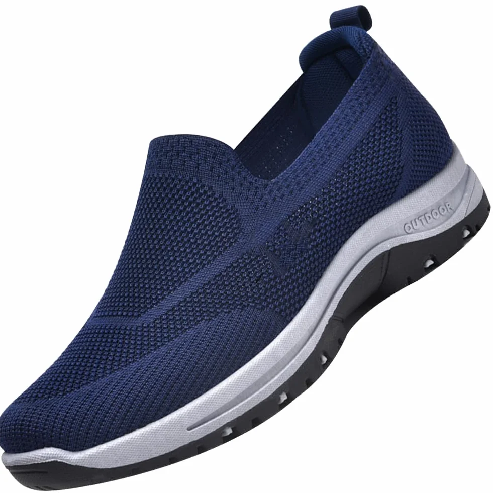 Zapatillas Fascitis Plantar Hombre Sin Cordones Deportivas Malla Zapatos Ortopédicos Caminar Azul 46