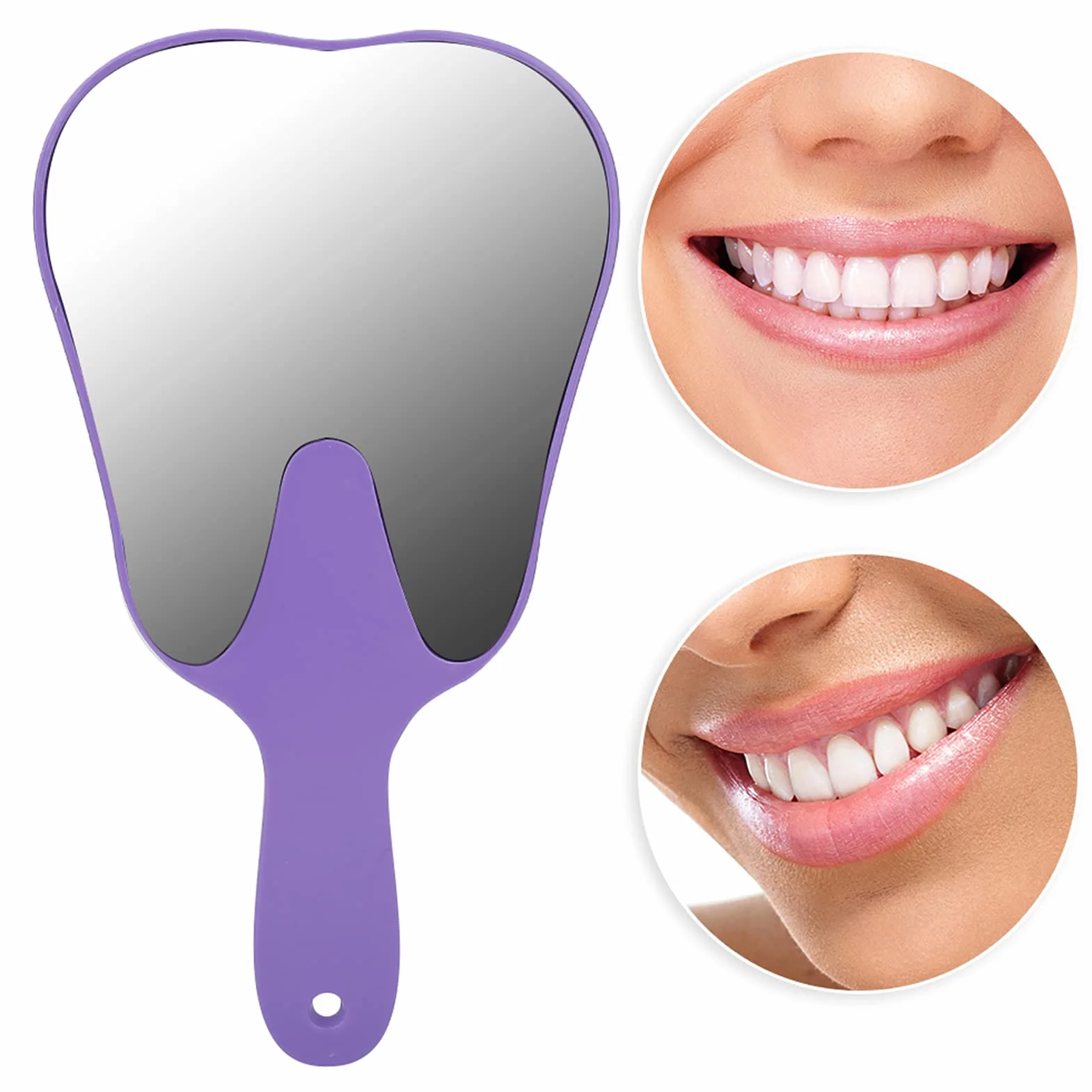 Espejo de Dientes, Espejo de Mano Dental con Mango de Plástico para Higiene Bucal (Púrpura)
