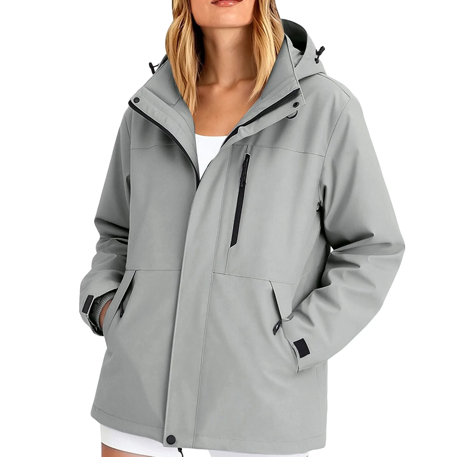 Chubasquero para mujer, impermeable, transpirable, ligero, con capucha, chubasquero para senderismo, chaqueta para exteriores, cortavientos, trekking, chaqueta deportiva Softshell, cómoda chaqueta