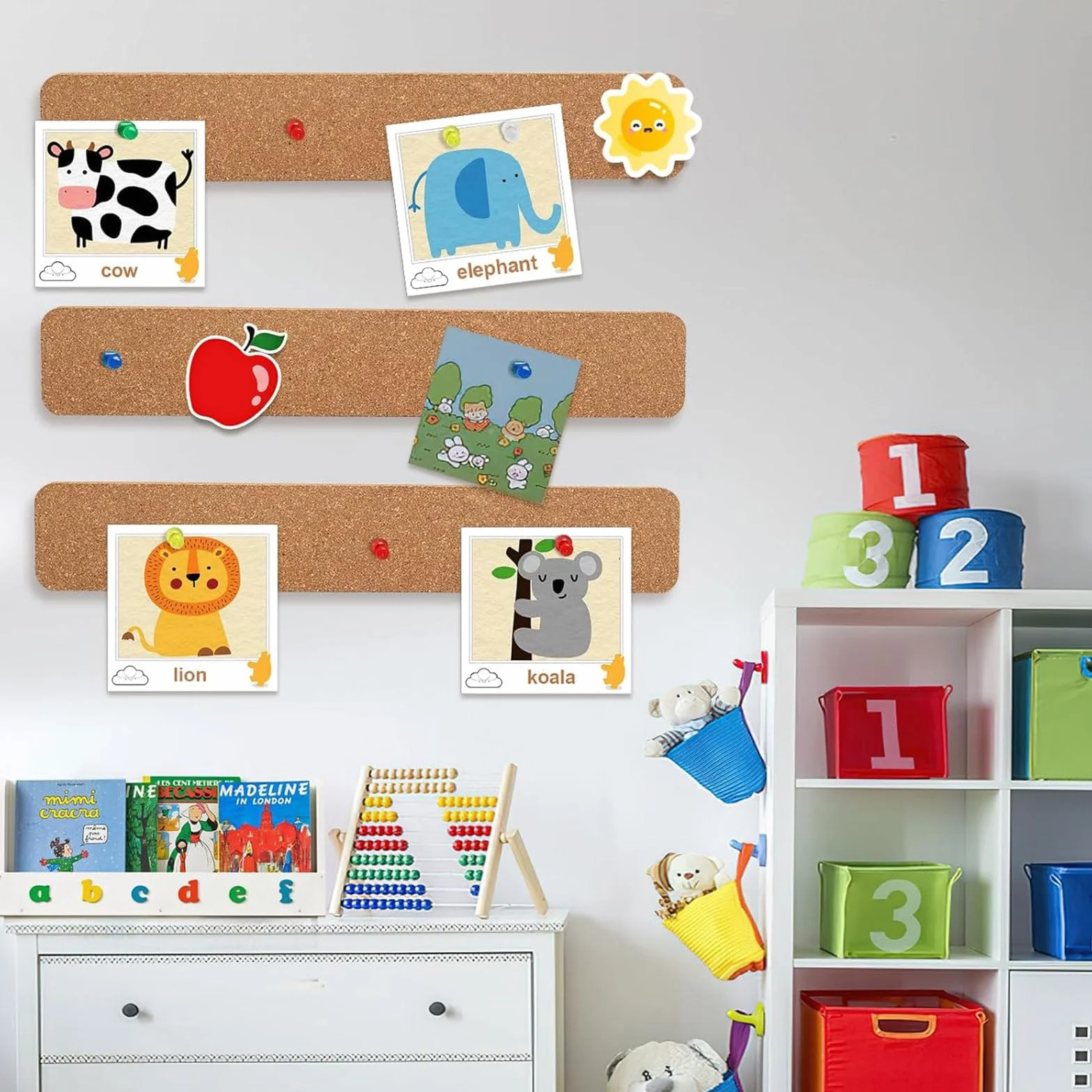 Tiras de corcho para pared autoadhesivas, 3 unidades, 3x2 pulgadas, con 50 chinchetas