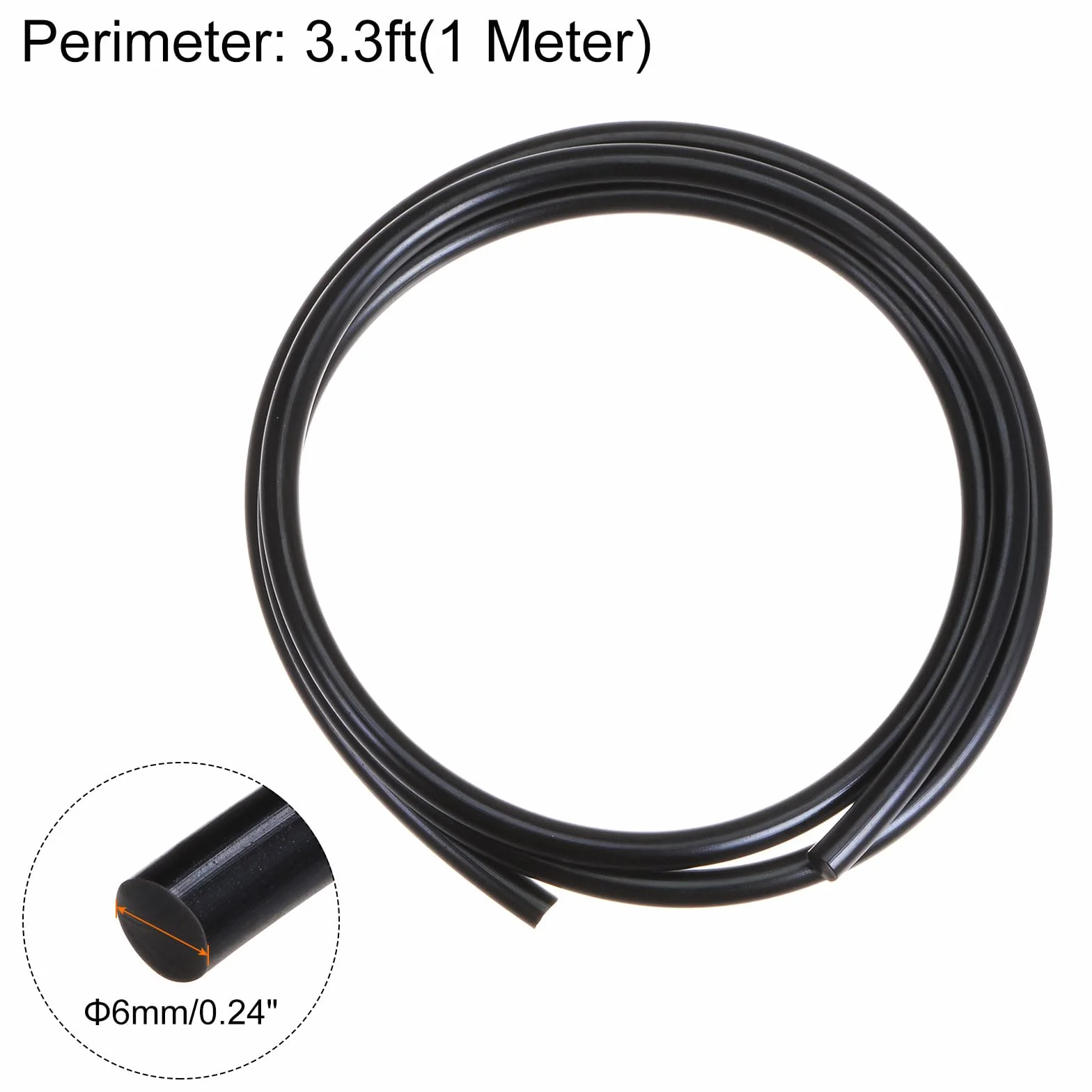 QUARKZMAN PU Transmisión Correa Poliuretano Redonda 6mm Diámetro 1 Metro Longitud Negro