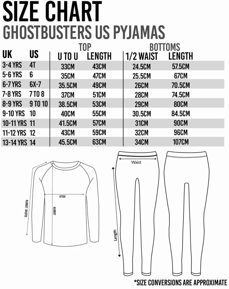 Ghostbusters Pijama para niños y niñas, diseño de fantasmas gris y negro