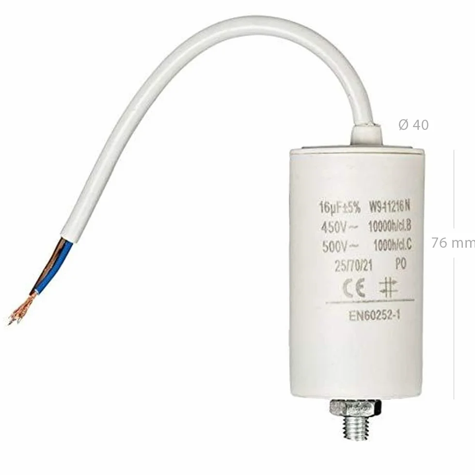 CABLEPELADO Condensador de arranque 450 VAC 16.0 uF monofásico para motor eléctrico