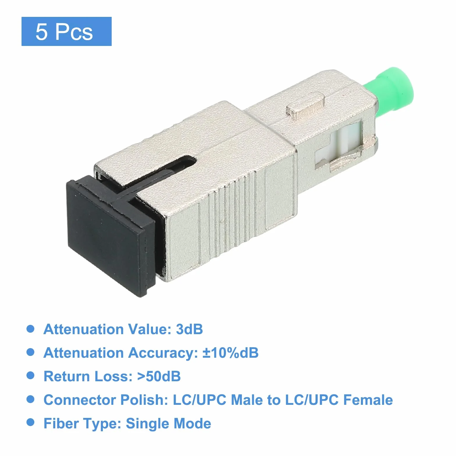 Atenuador De Fibra SC 3dB, Atenuador Óptico Fijo Monomodo SC/APC, Paquete De 5