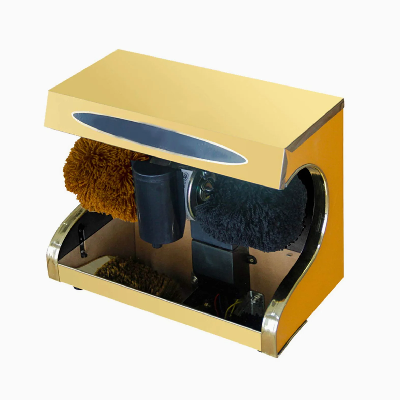 limpiabotas eléctrico, Inducción automática Limpieza Completa de Zapatos por inducción automática for el hogar, Adecuada for Lugares públicos, Estribo de Acero Inoxidable de una Pieza,(Gold)