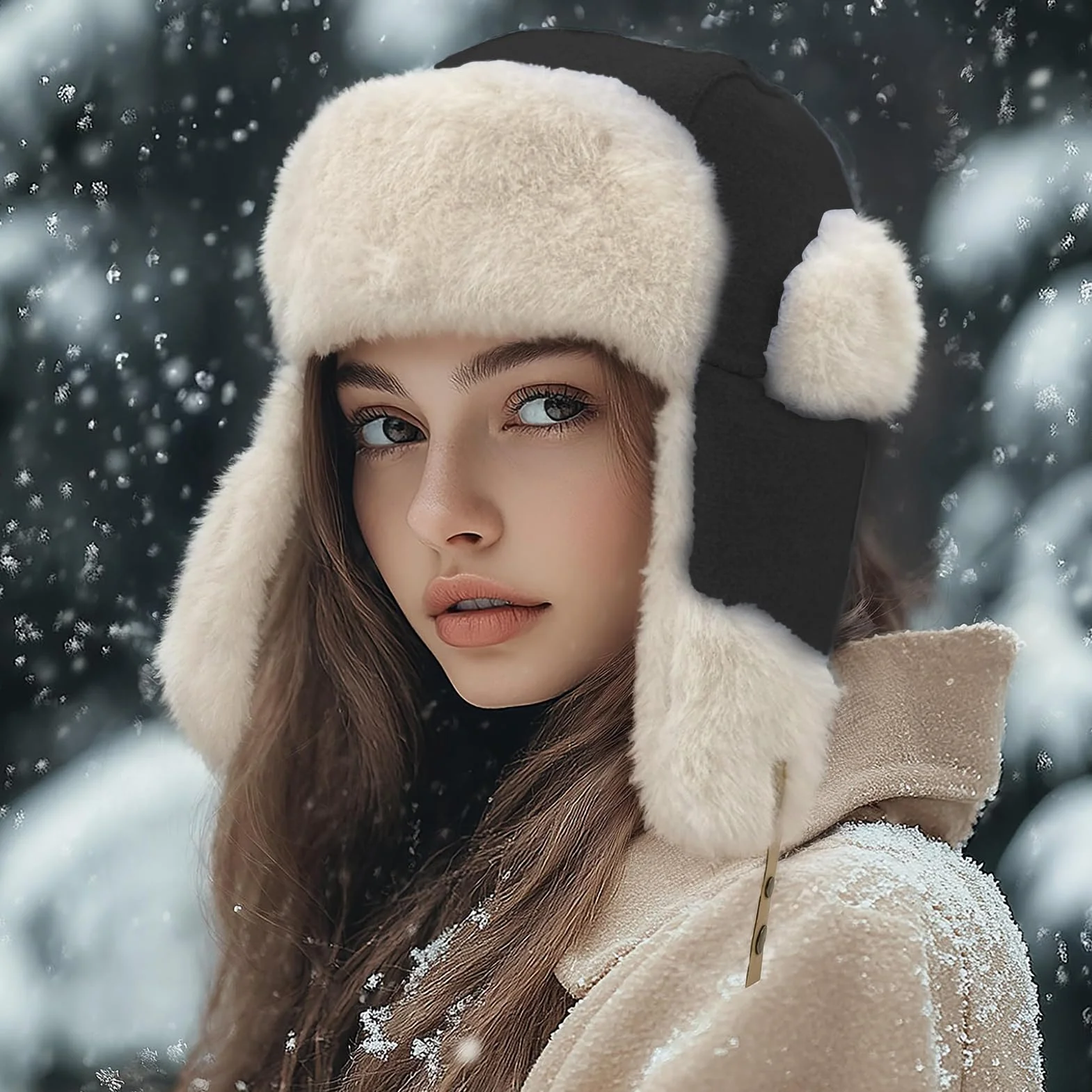 Gorro de Invierno con Orejeras Unisexo Sombrero de Trampero con Forro de Felpa Gorros de Aviador Piel Sintética de Esquí Ciclismo