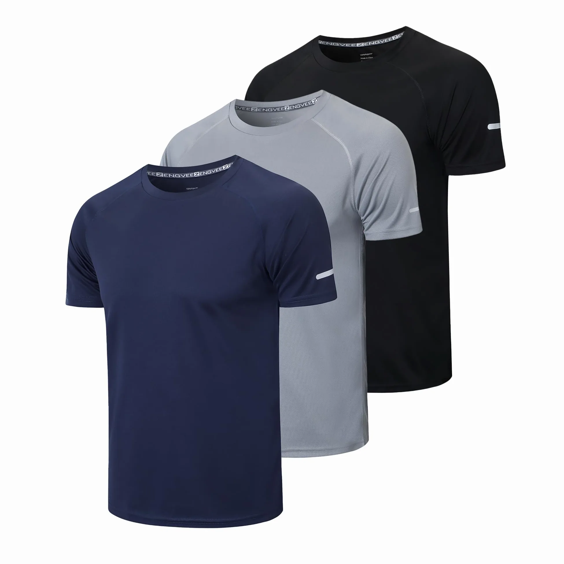 Gaiatiger 3 Piezas Camisetas Manga Corta Hombre Camiseta Deporte Hombre de Secado Rápido Respirable Ropa Gimnasio Running Fitness