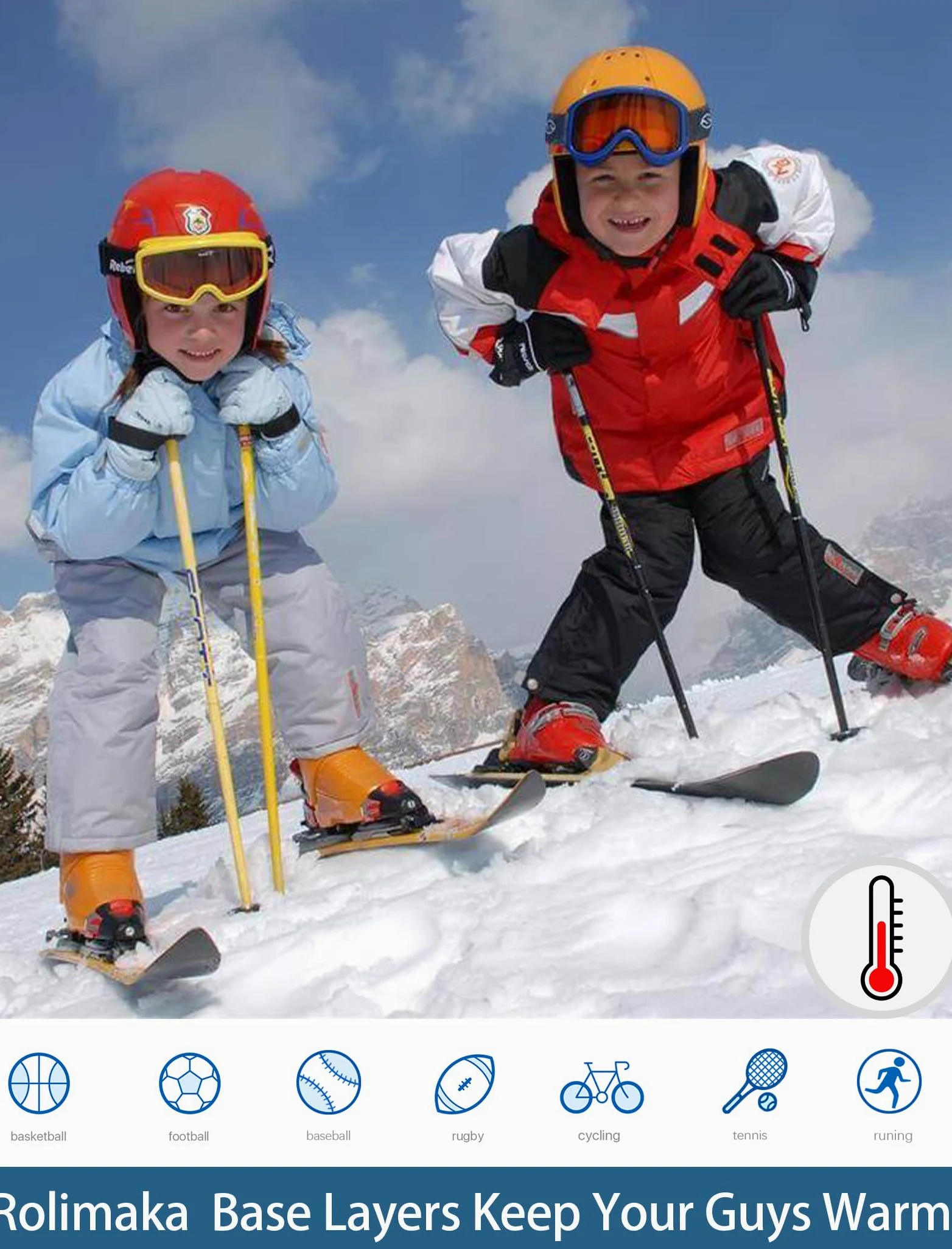 Rolimaka Conjunto de 2 ropa interior térmica para niños y jóvenes, con forro polar, camisa de compresión, pantalones y pantalones para niños y niñas