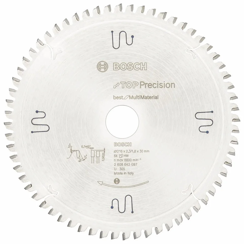 Bosch Hoja de sierra circular Top Precision Best for Multi Material 216 x 30 x 2,3 mm 64