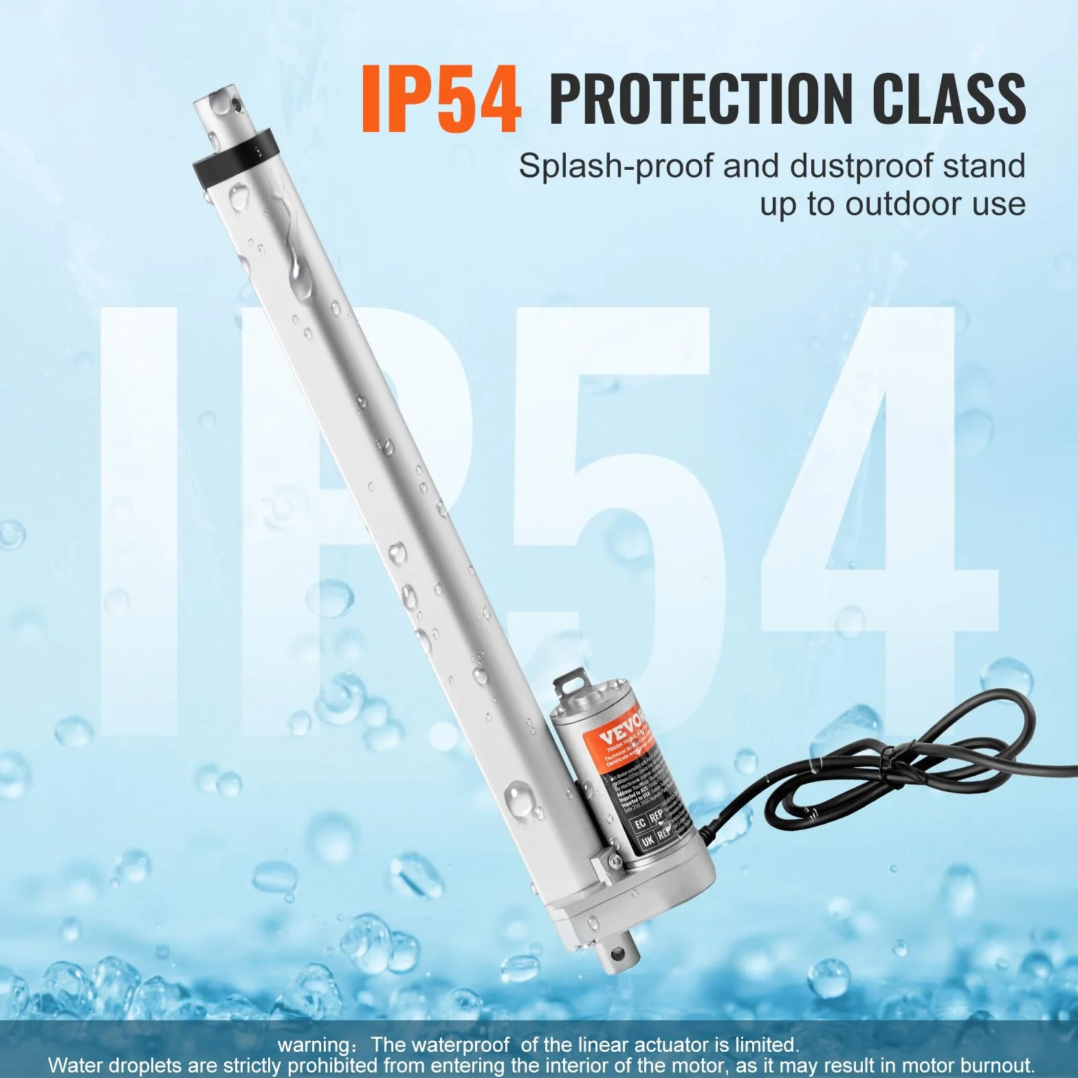 VEVOR Actuador Lineal 12V 300mm 220 lbs 1000 N 14 mm/s IP54