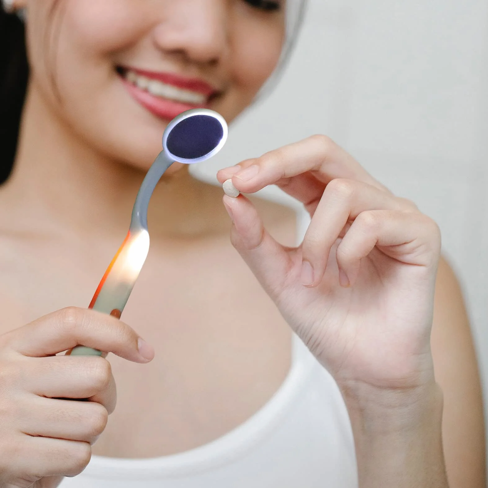 SUPVOX Espejo Oral con Luz LED Herramienta Inspección Bucal 2 Unidades
