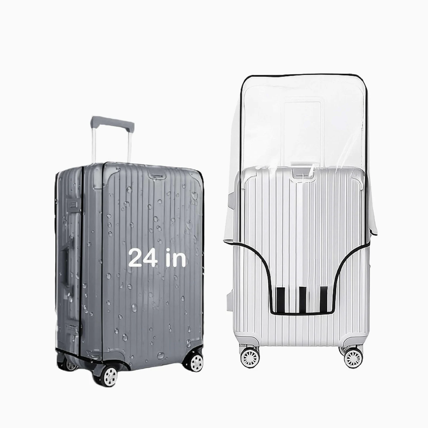 Handcuffs Fundas protectoras transparentes para carrito de equipaje, PVC, impermeable, para bolsa de viaje (24 pulgadas) (16.1 x 11 x 24 pulgadas)