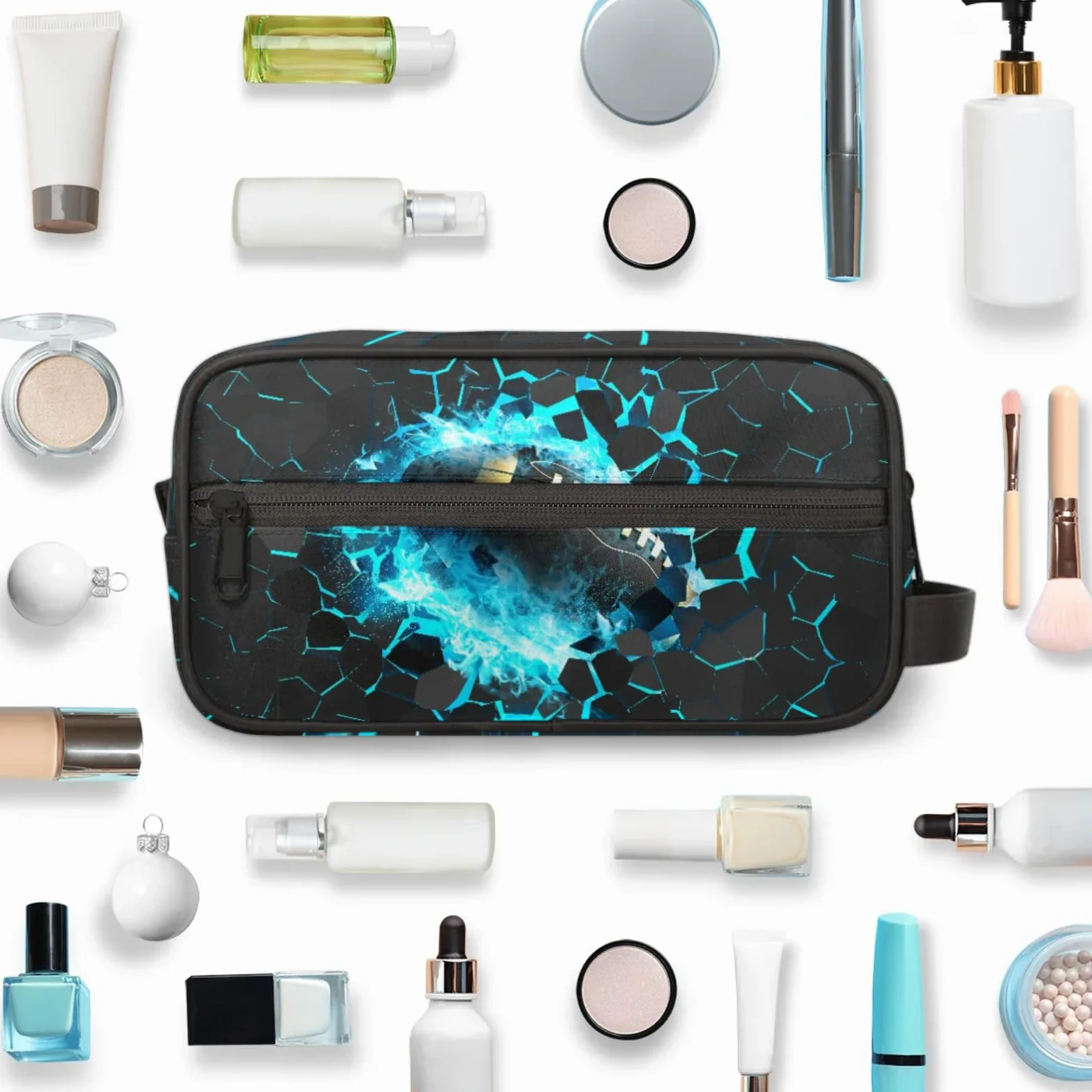 Neceser infantil para niños, impermeable, para colgar artículos de tocador para niñas, kit de maquillaje de afeitado, organizador de accesorios de viaje (fútbol 3D)