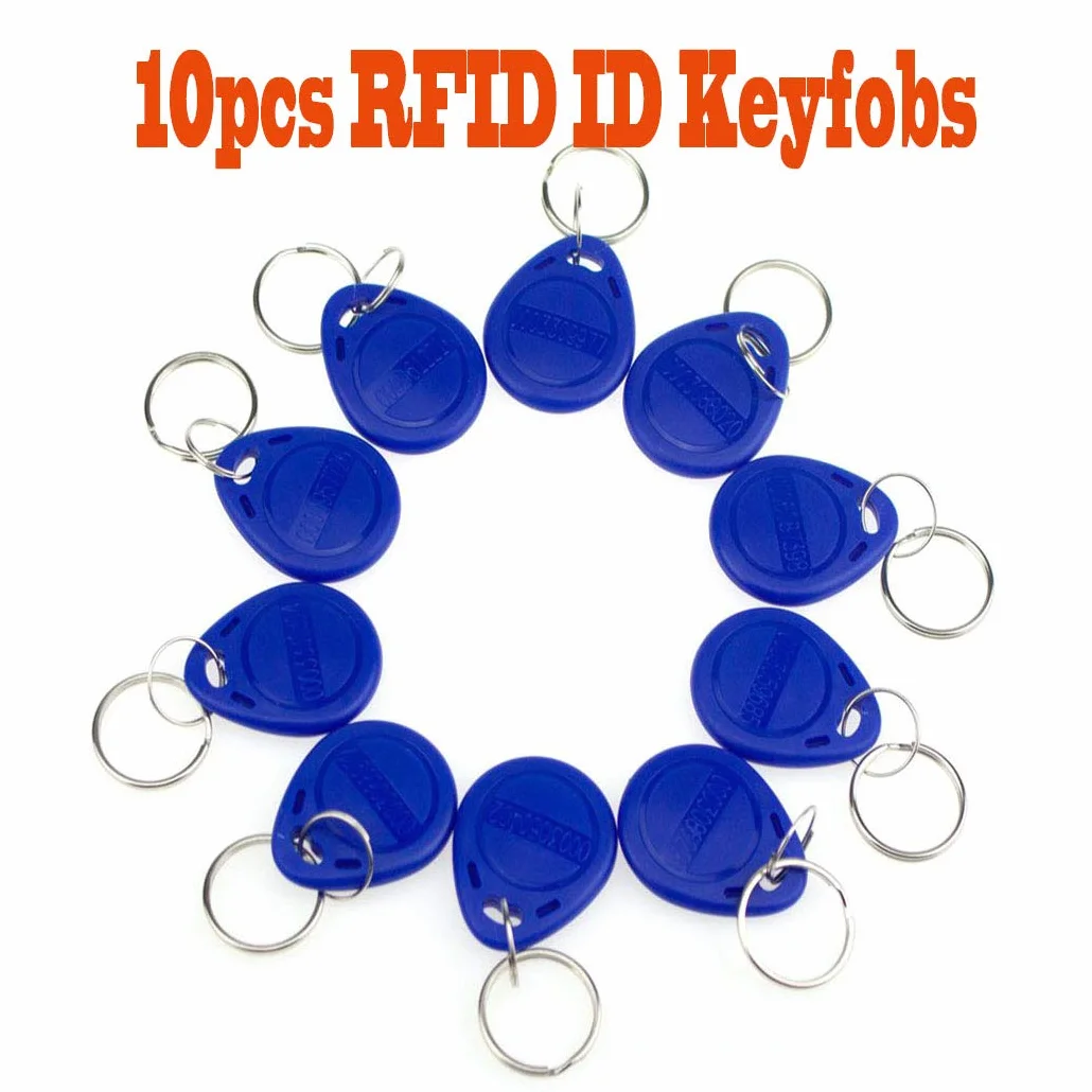 YAVIS Llaveros RFID 125 KHz EM4100 TK4100 Proximidad Lector Texto Etiqueta Control de Acceso Tarjeta Inteligente Keyfobs Azul 10 Piezas