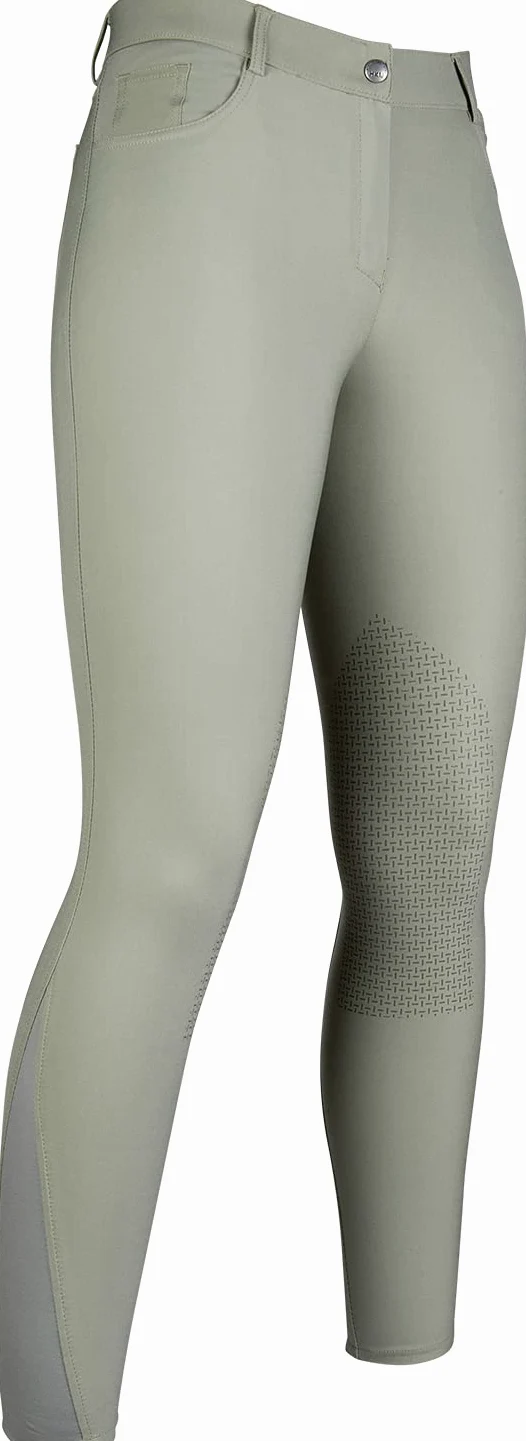 HKM Sunshine Rodillera Silicona Pantalones de Montar para Mujer Gris/Verde 42