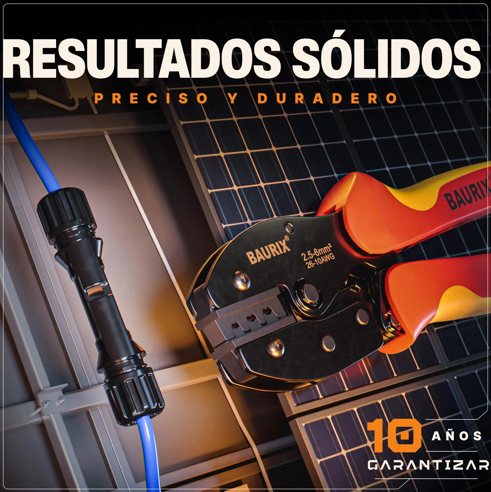 BAURIX Tenaza Crimpadora MC4 2,5-6mm² para Cables PV Conectores Solares