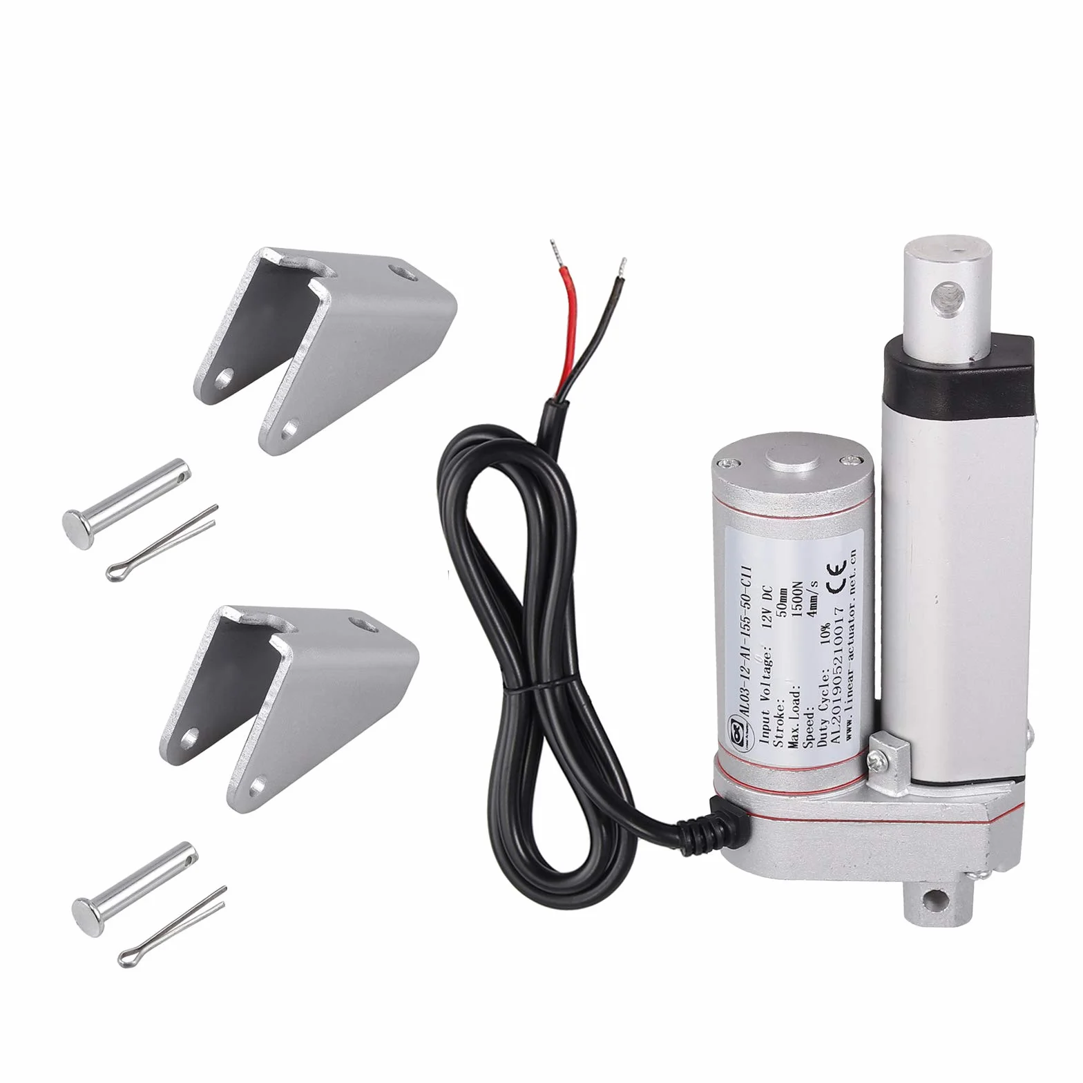 AUTOUTLET Actuador Lineal DC 12V 1500N 50mm Motor Eléctrico para Abridor de Puerta de Coche RV