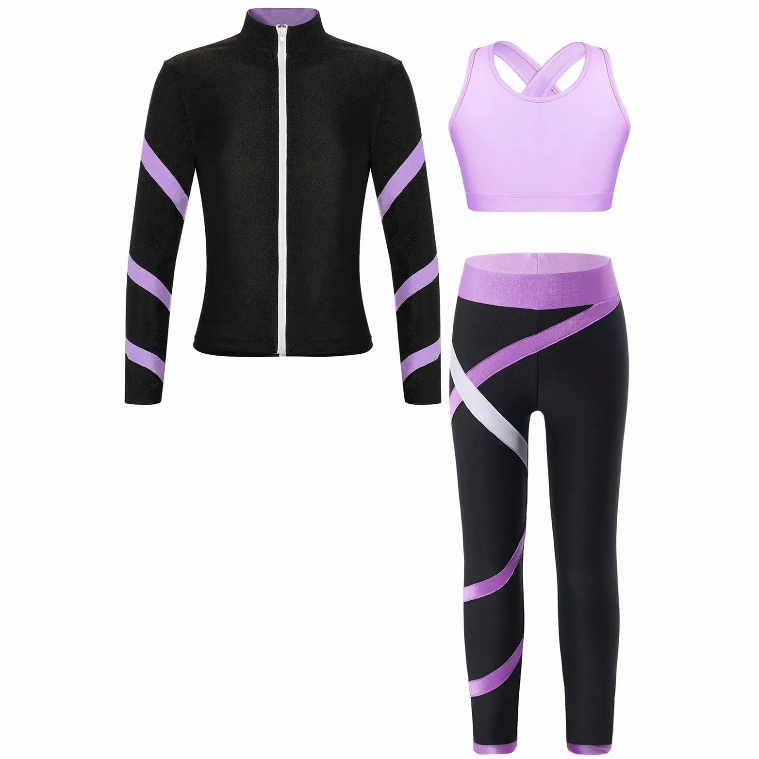 Conjunto Deportivo Niña Chándal For Niñas, Conjunto De Ropa Deportiva, Abrigo De Manga Larga, Tops Con Sujetador, Chaleco, Pantalones