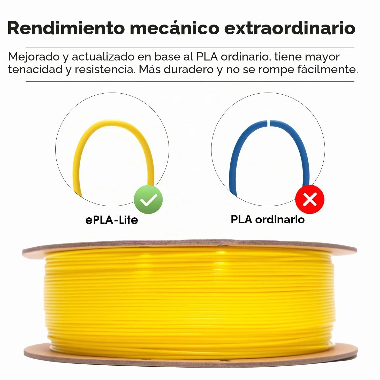 eSUN Filamento PLA 1.75mm 1KG Carrete Precisión Dimensional +/- 0.03mm Amarillo