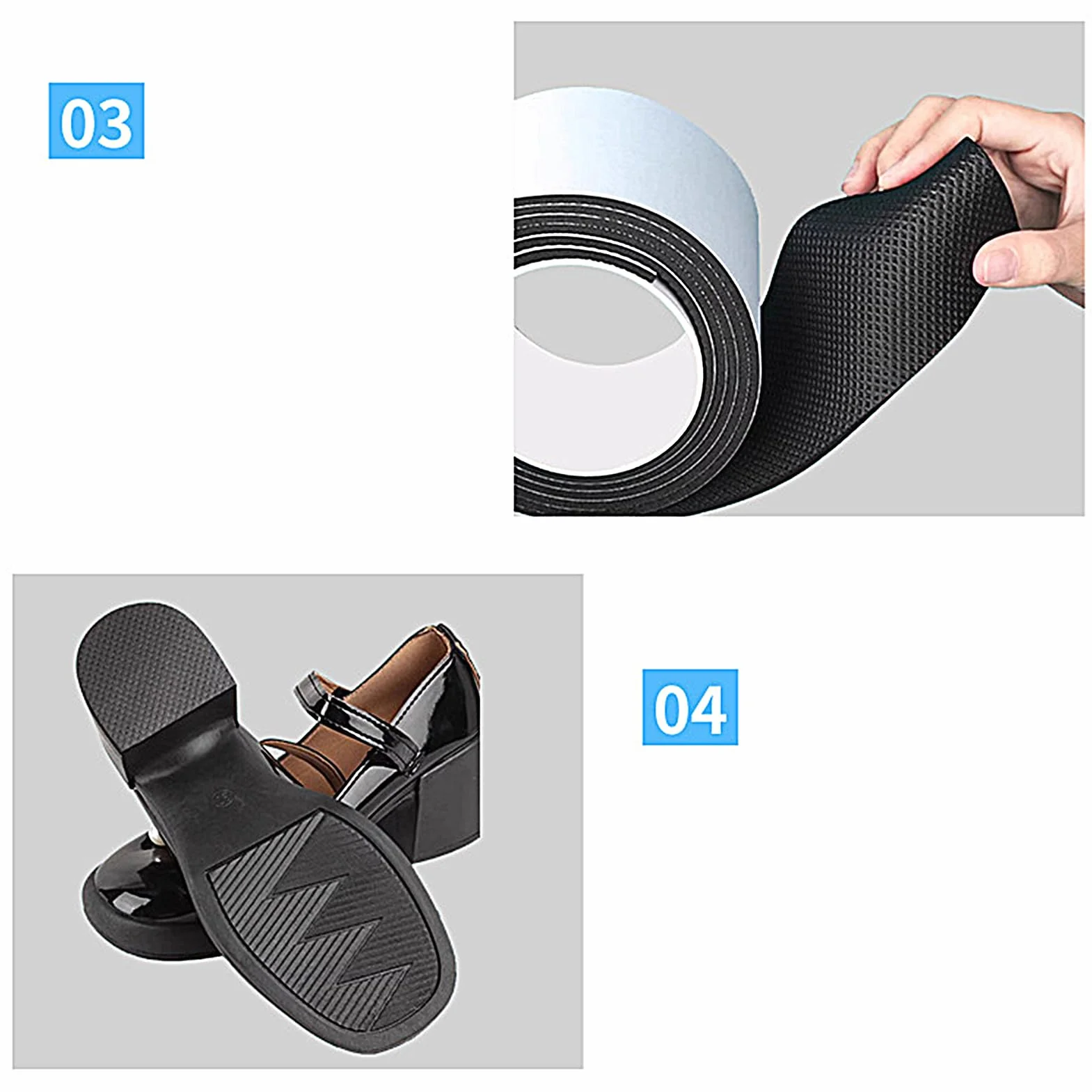 Agarres antideslizantes para zapatos – Cinta adhesiva para zapatos de 3.28 pies de largo, almohadillas antideslizantes para tacones, calcomanías para parte inferior de zapatos, gomitas para zapatos