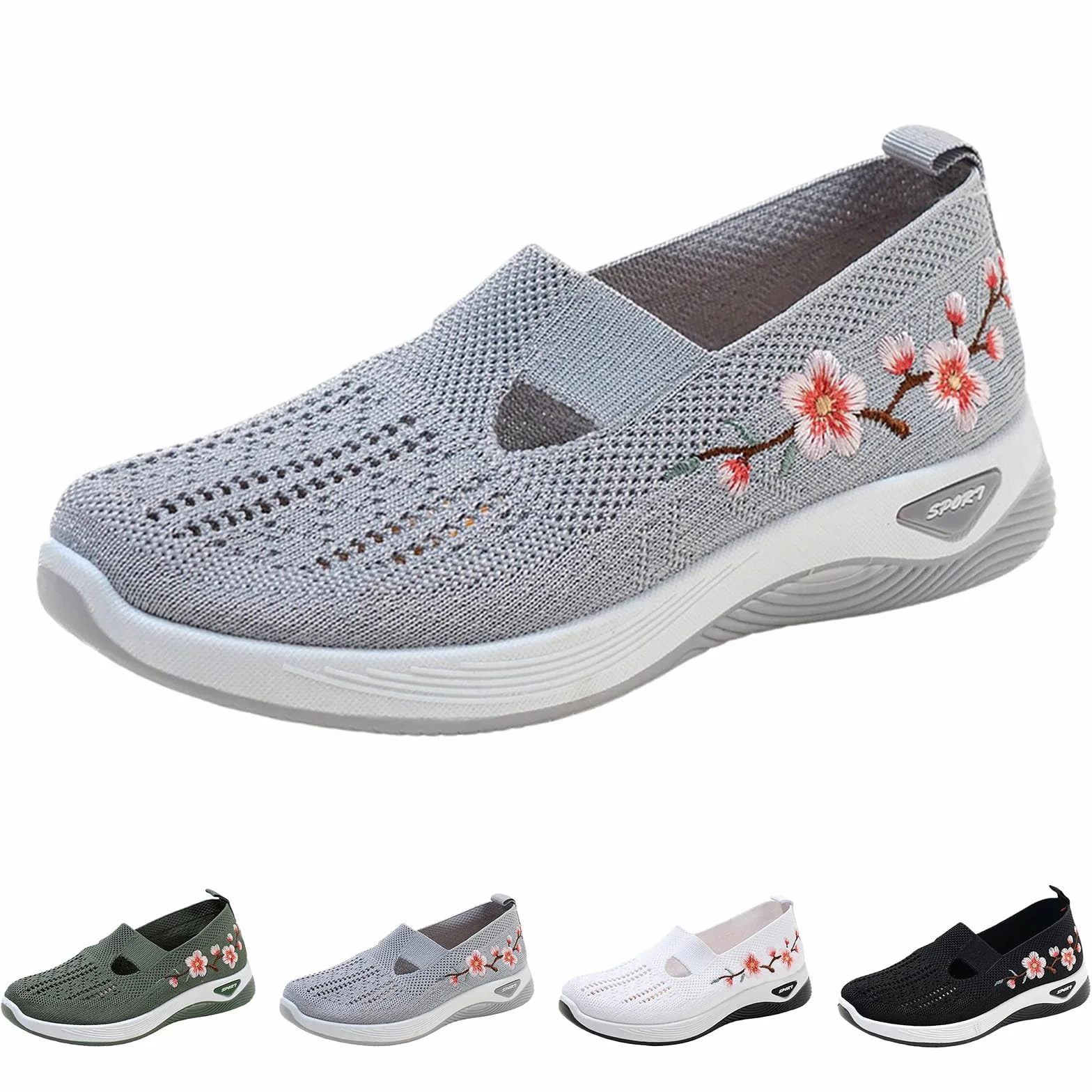 Zapatillas Ortopedicas Mujer Verano Zapatillas sin Cordones para Caminar Comodos y Ligeros Sandalias Palas Transpirables y Antideslizantes Zapatos de Entrenamiento Deportivas Malla Deporte Diabéticos
