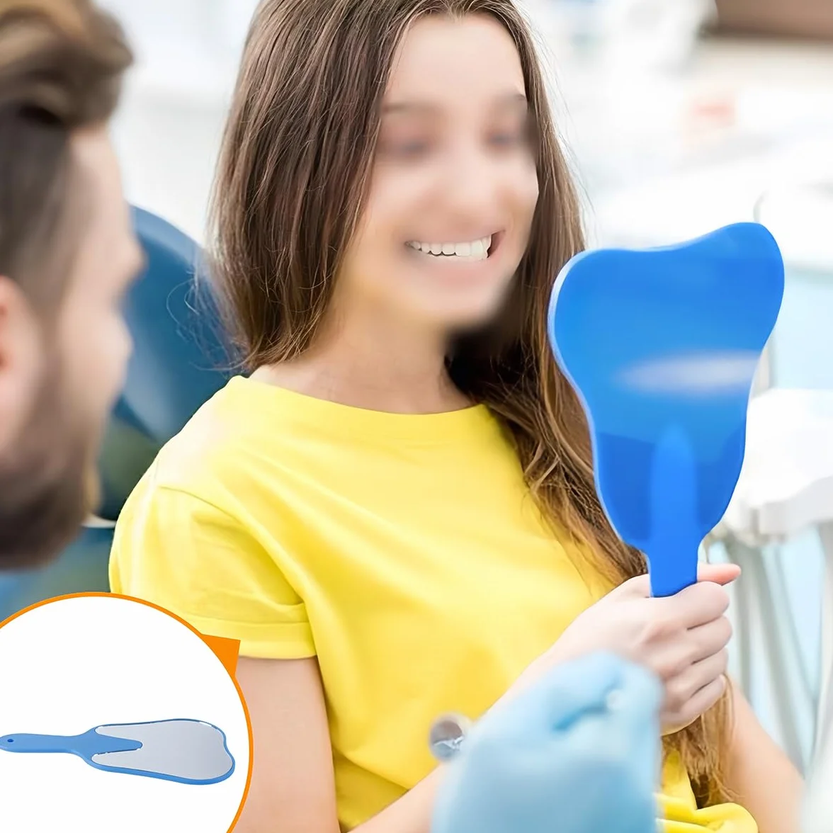 WANGCL Espejo dental portátil con mango de plástico para dentistas, clínicas dentales (azul)