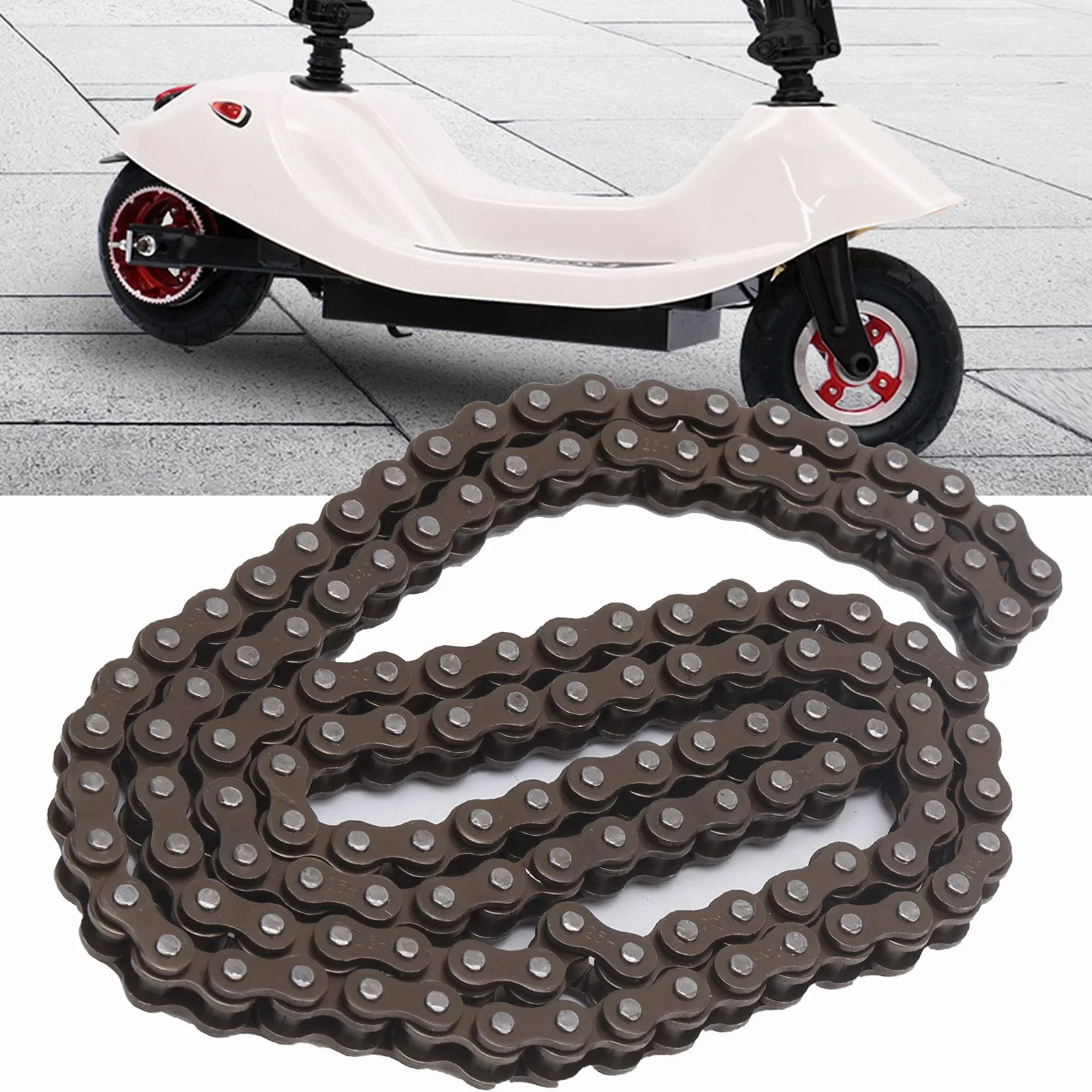 Cadena de Acero para Scooter 25H 124 Eslabones Transmisión Eléctrica Resistente Antioxidante