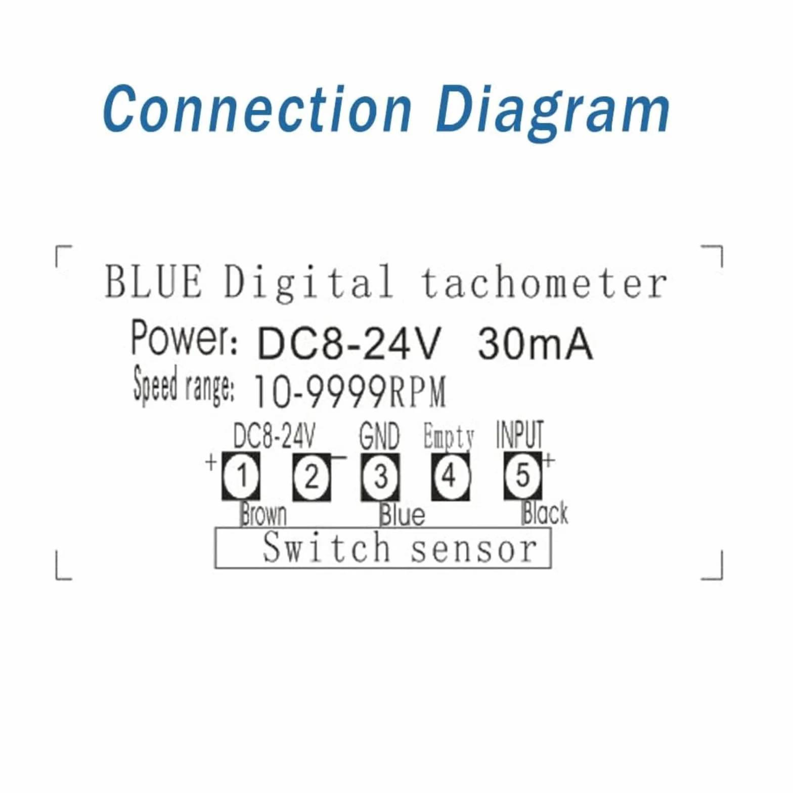 Tacómetro LED Digital 4 Dígitos Medidor Velocidad RPM Sensor Proximidad Hall NPN Entrada NPN/PNP Rango 10-999999RPM Azul