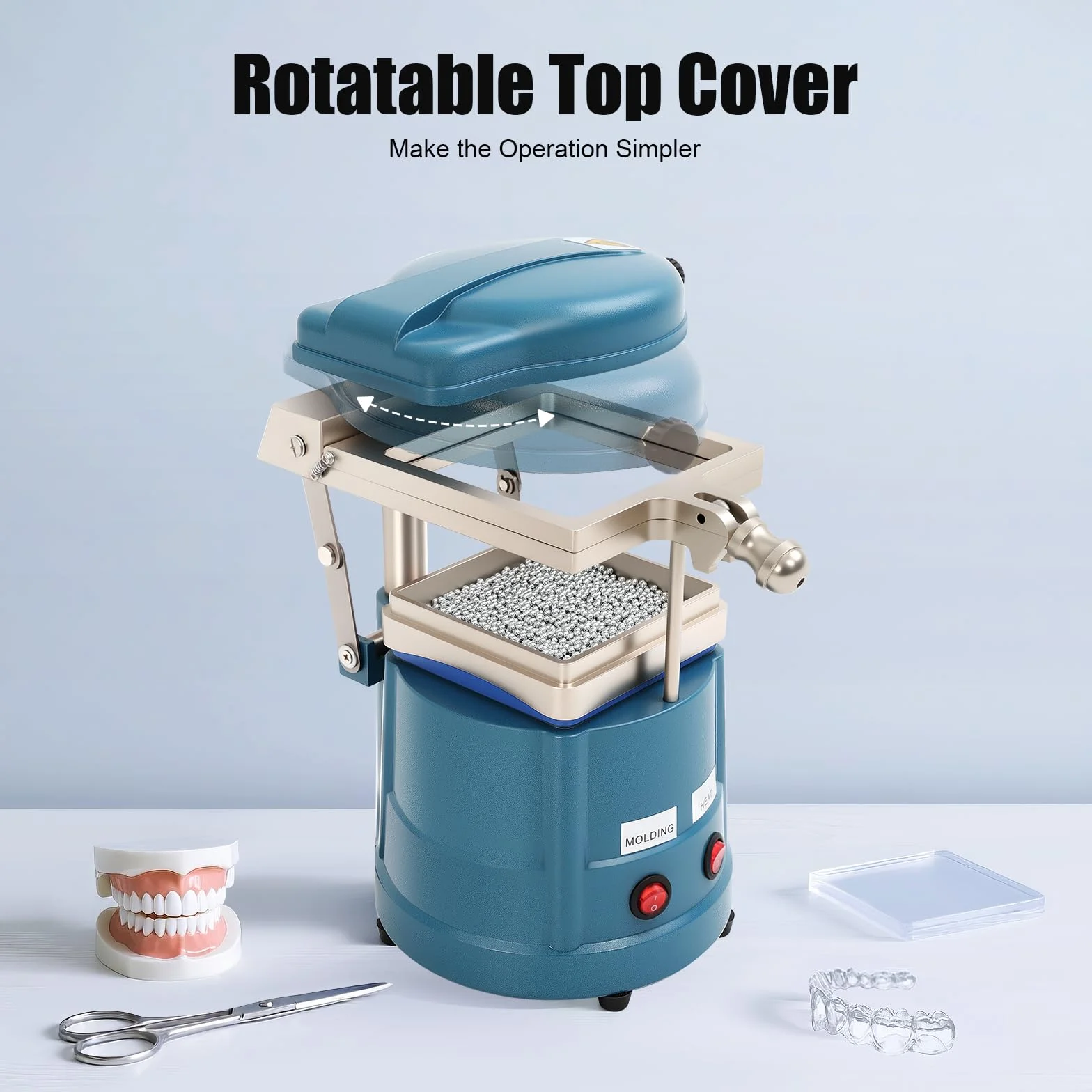 Máquina de moldeo al vacío dental termoformadora 600W 220V compatible con termoplásticos dentales