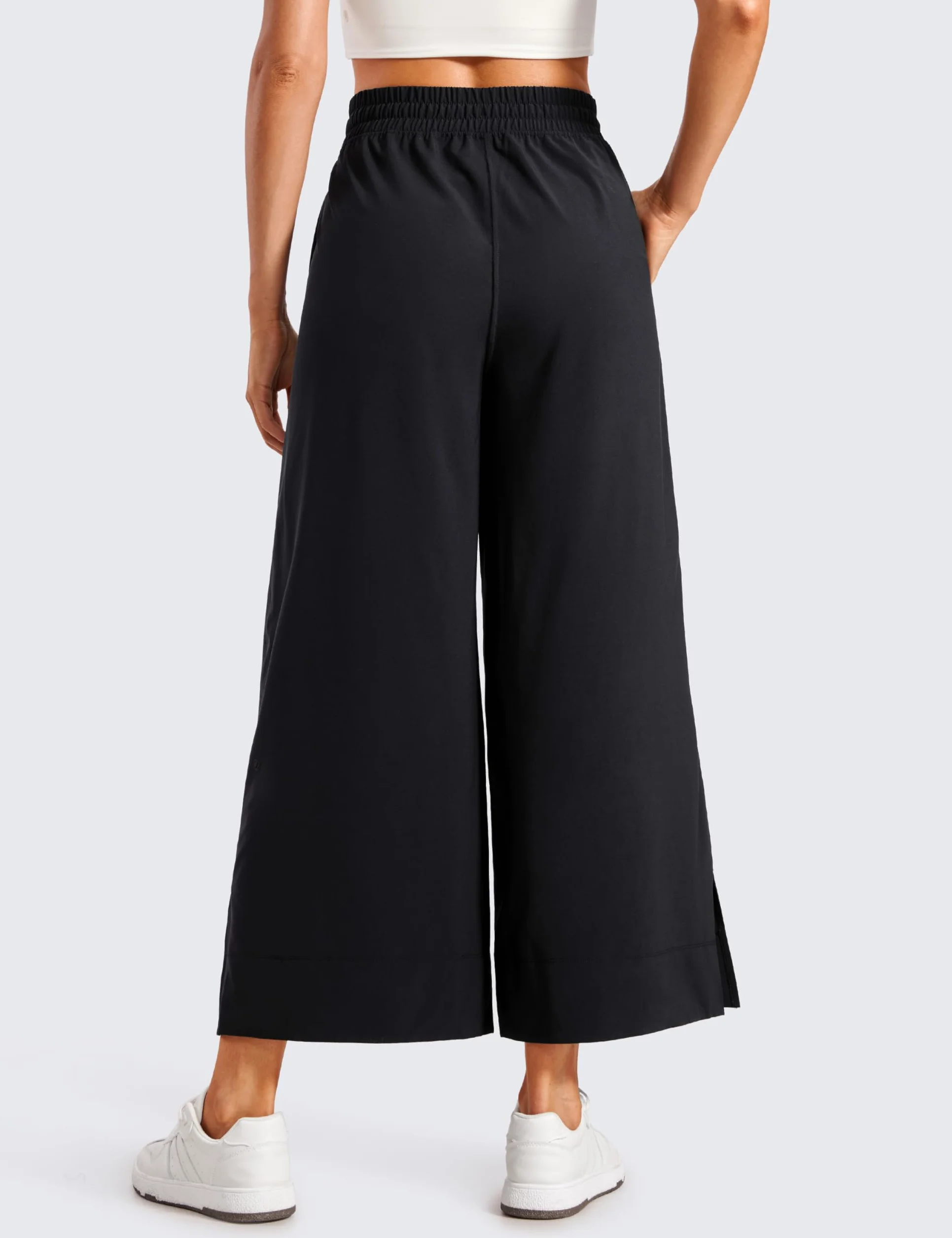 CRZ YOGA Pantalones Capri Ligeros de Pierna Ancha para Mujer de Cintura Alta