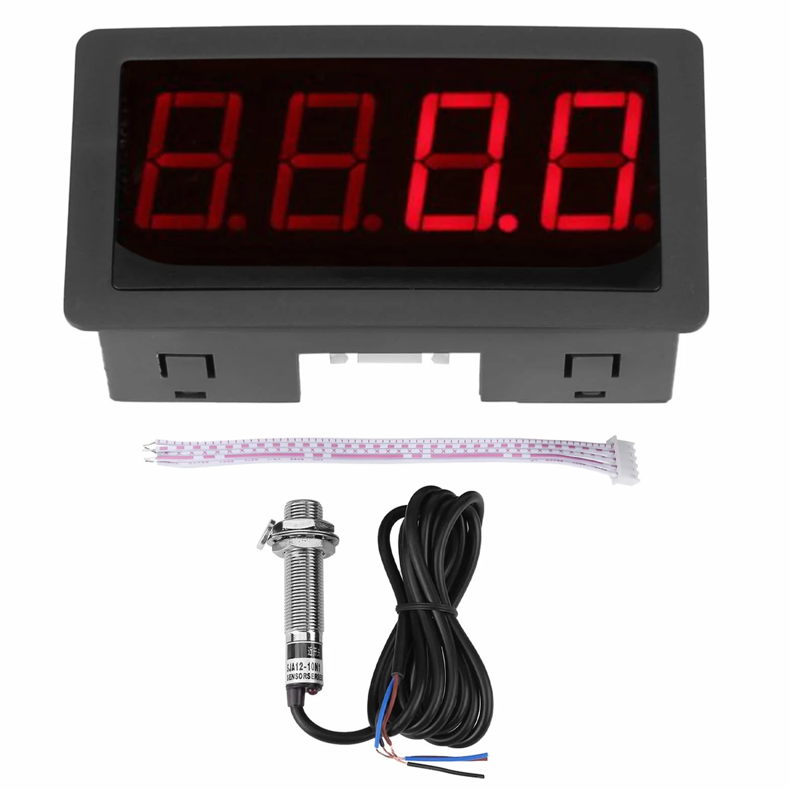 Tacómetro Digital LED Rojo/Azul + Sensor Hall NPN Medidor de Velocidad RPM
