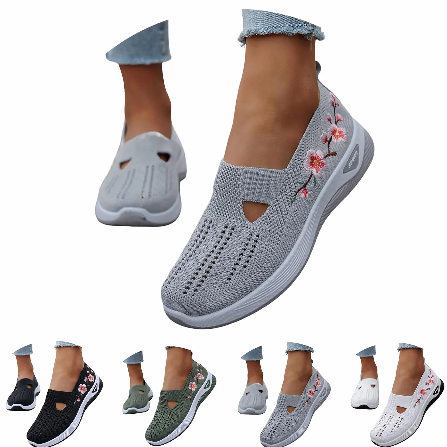 Zapatillas Ortopedicas Mujer Verano Zapatillas sin Cordones para Caminar Comodos y Ligeros Sandalias Palas Transpirables y Antideslizantes Zapatos de Entrenamiento Deportivas Malla Deporte Diabéticos