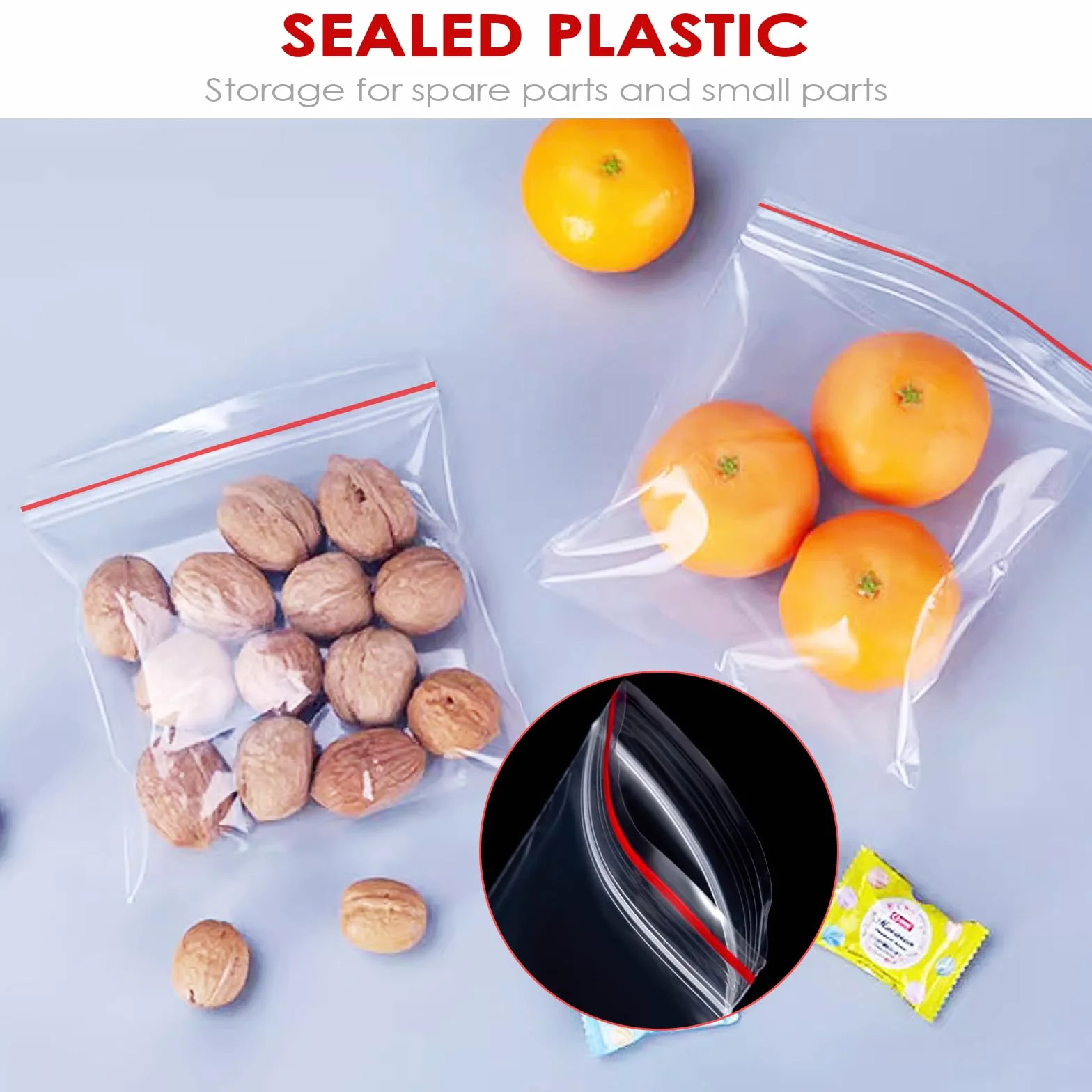 Bolsas Zip 600 Pcs 6 Tamaños Plástico Transparente Autocierre Herméticas Ziplock Bags Reutilizable Almacenamiento