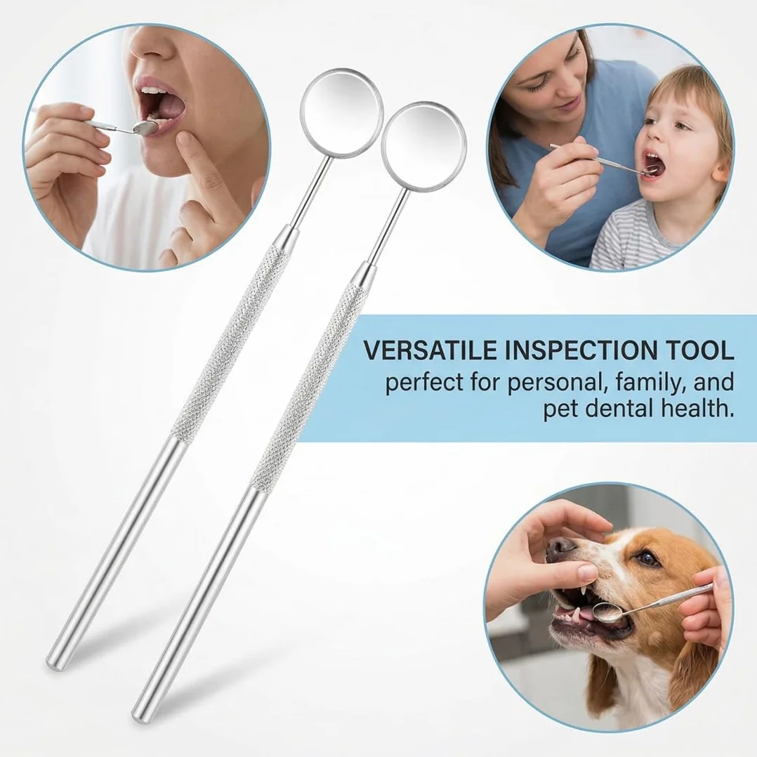 Espejo Dental Acero Inoxidable Anti-Vaho Curvatura 45° 2 Pcs