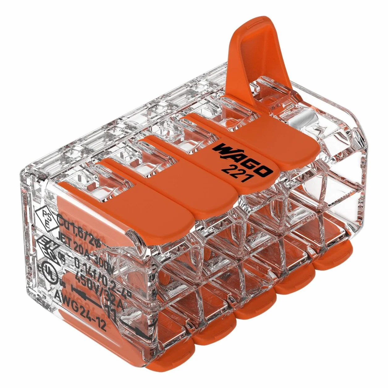 WAGO COMPACT 221-420 Conector de Cable 10 Conductores 4 mm² 15 Unidades