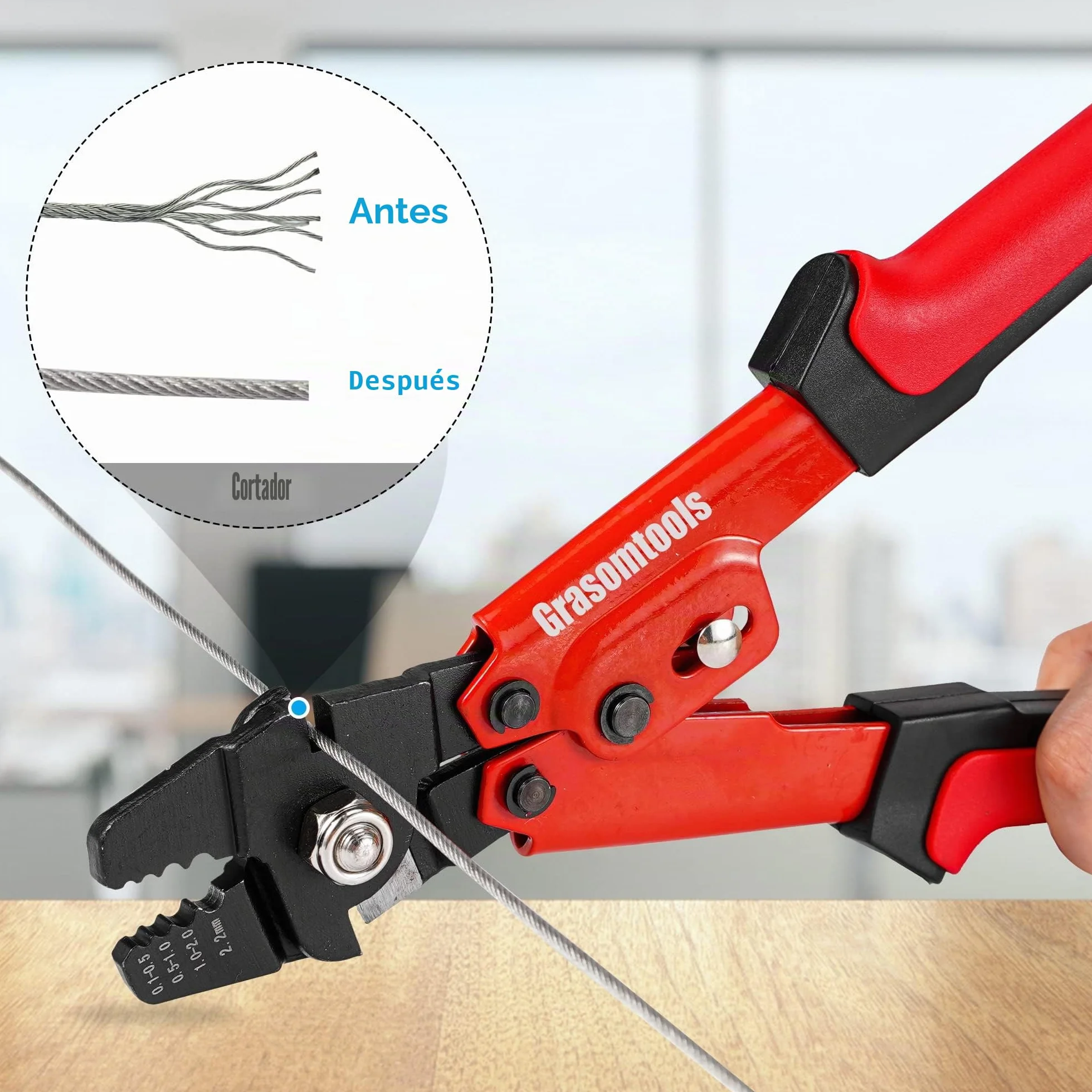 Herramienta de crimpado de cable de acero, kit de 100 piezas, manguitos de aluminio de doble barril, hasta 2,2 mm