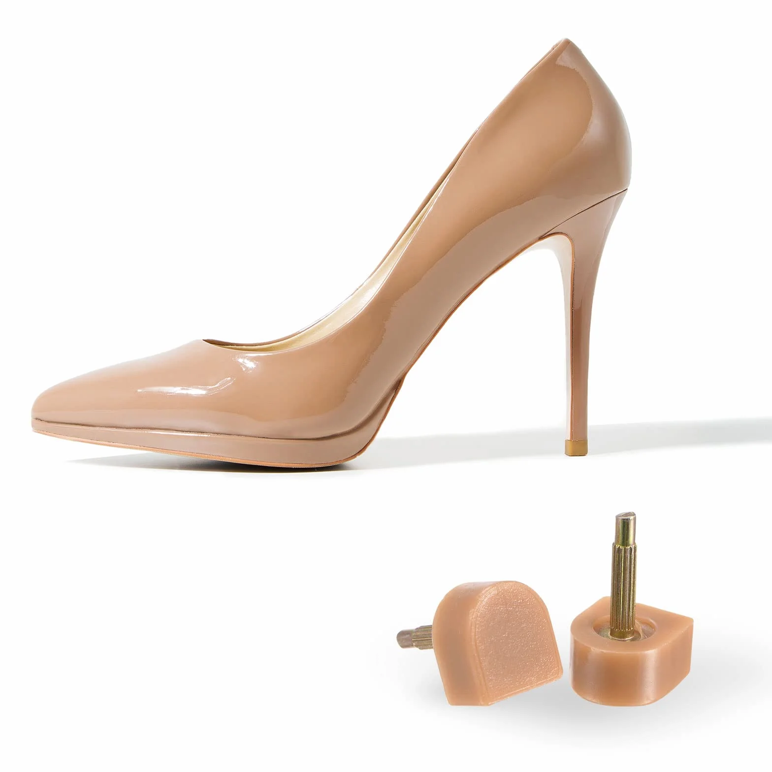 sourcing map Tapas de Tacón Alto de TPU para Mujer 5 Pares, Clavijas de Tacón Alto Zapato de 2,4mm, Tapones de Reemplazo en Forma de U 10x9mm para Reparación Zapatos, Beige