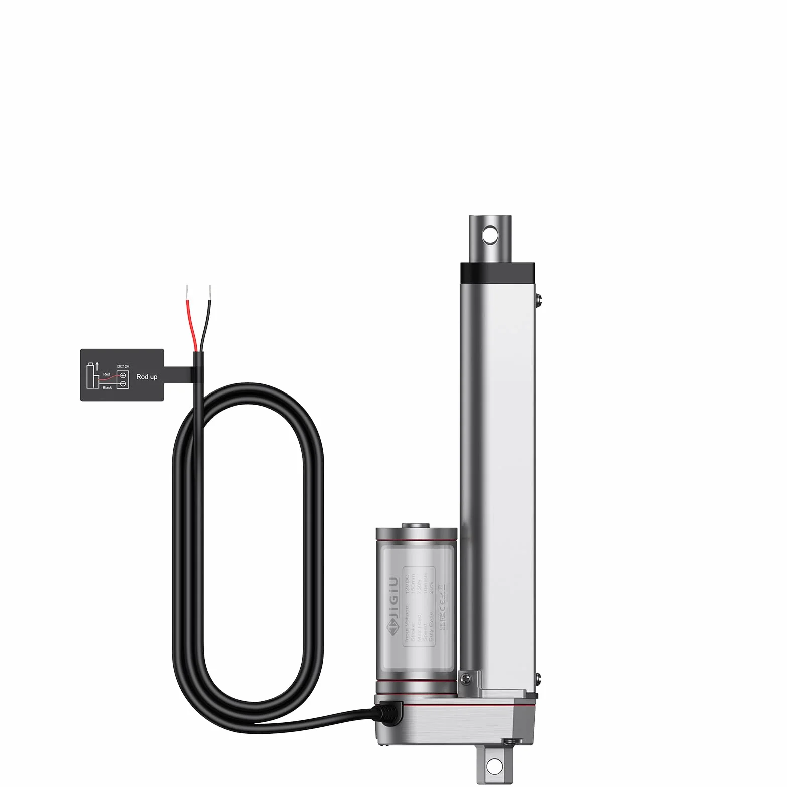 JiGiU Actuador Lineal 750N 150mm DC 12V 10mm/s IP65 Heavy Duty para Coche RV Puerta Eléctrica