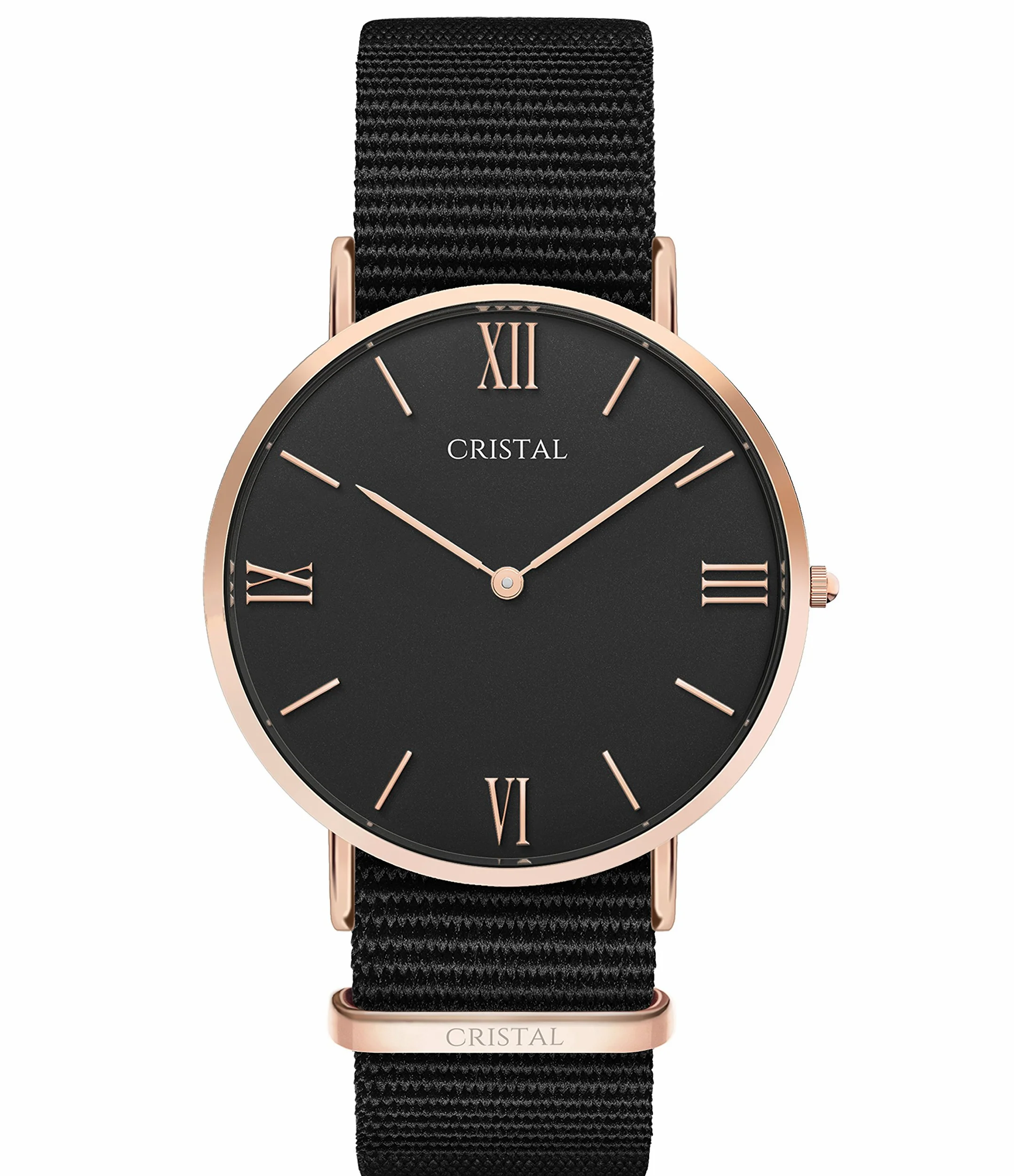 Cristal Reloj, oro rosa – Unisex – Pulsera de nailon