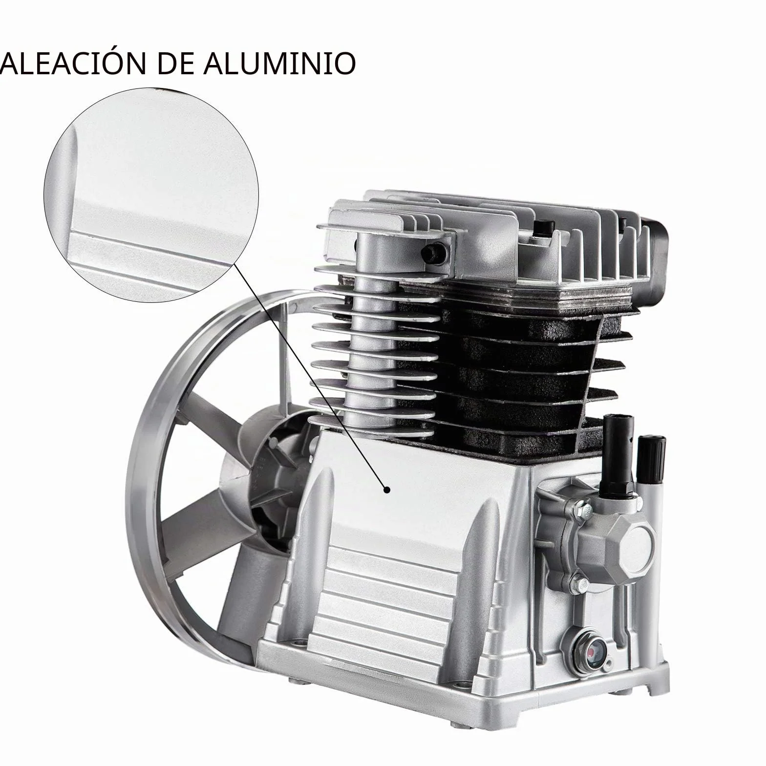 VEVOR Bomba de compresor de aire 375L 3KW pistón doble cilindro 1300rpm 1 etapa 11 bar aluminio
