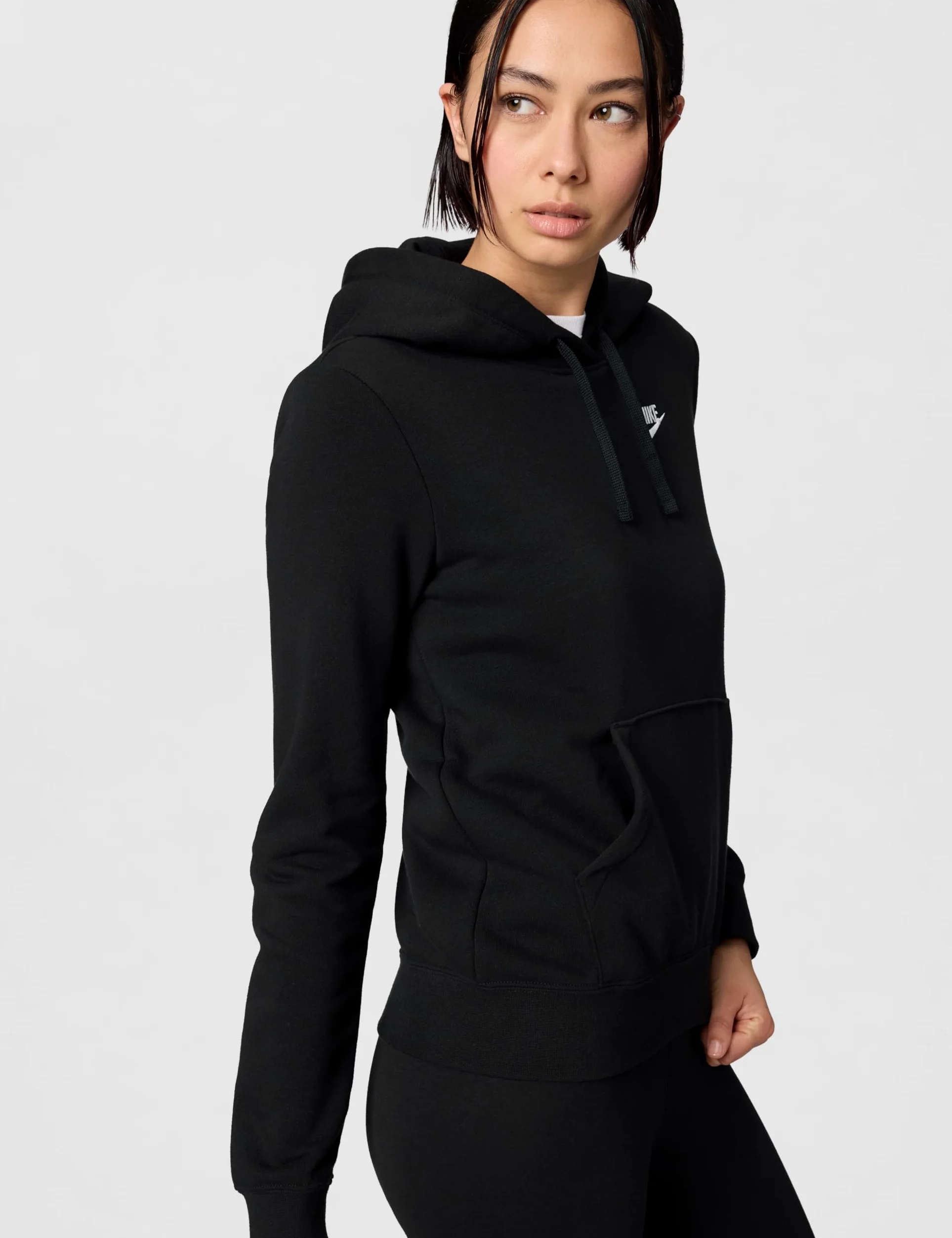 NIKE DQ5793-010 W NSW Club FLC STD PO HDY Sweatshirt Mujer Blanco Negro Tamaño XS