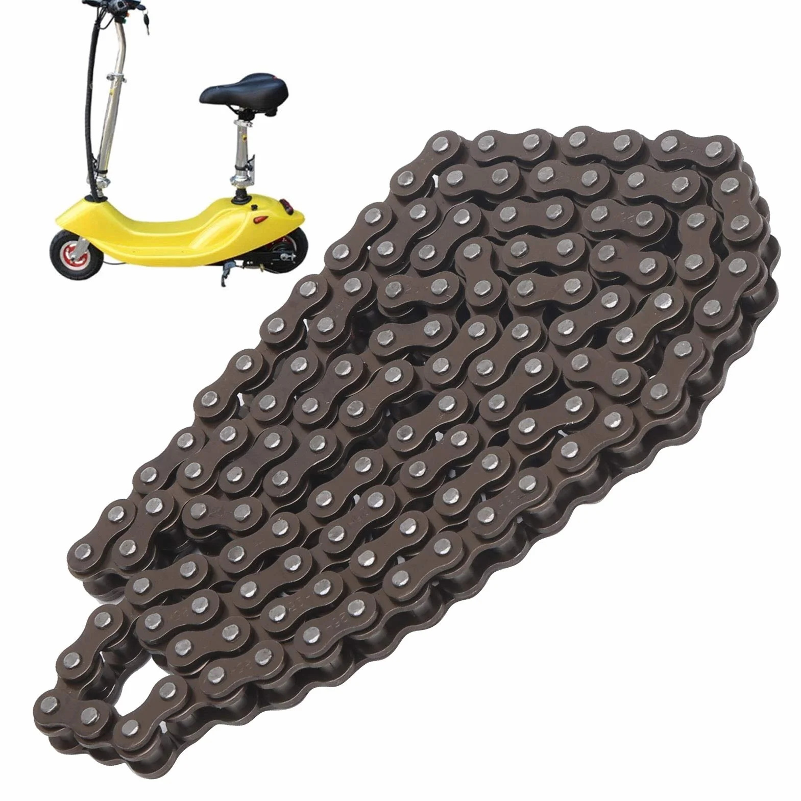 Cadena de Acero para Scooter 25H 124 Eslabones Transmisión Eléctrica Resistente Antioxidante