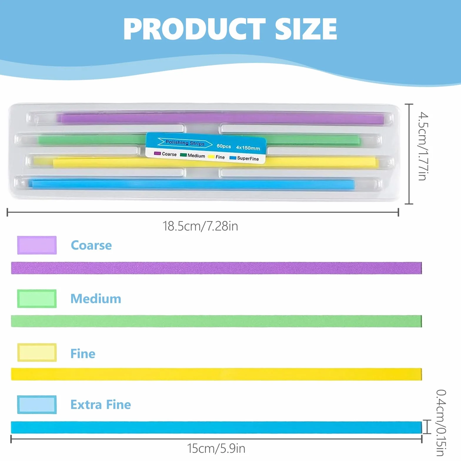 Tira de Pulido Dental Papel de Lija Interdental 4mm x 150mm Cuidado Higiene Bucal