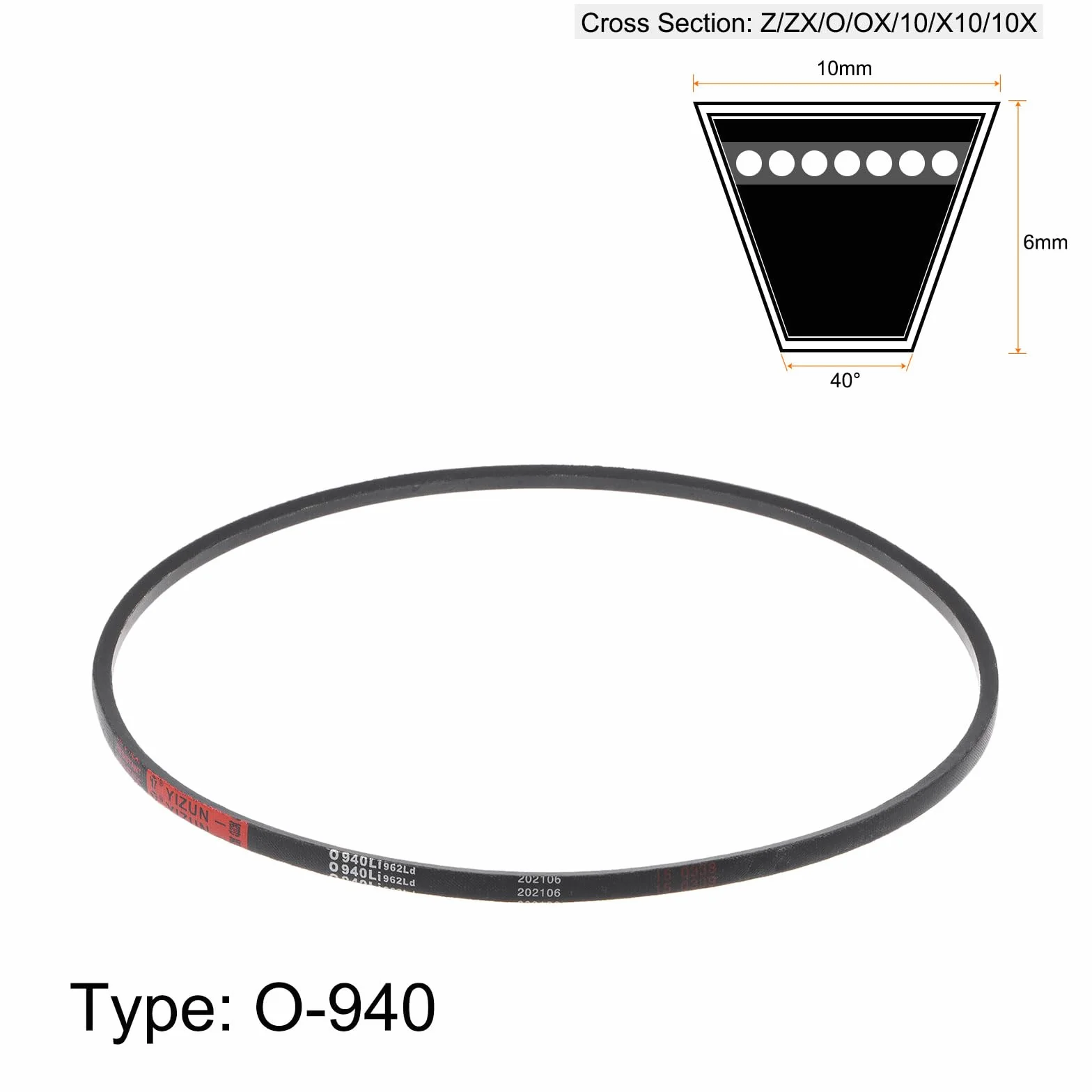 sourcing map O-940 V-Correas Trapezoidal 940mm Goma Transmisión